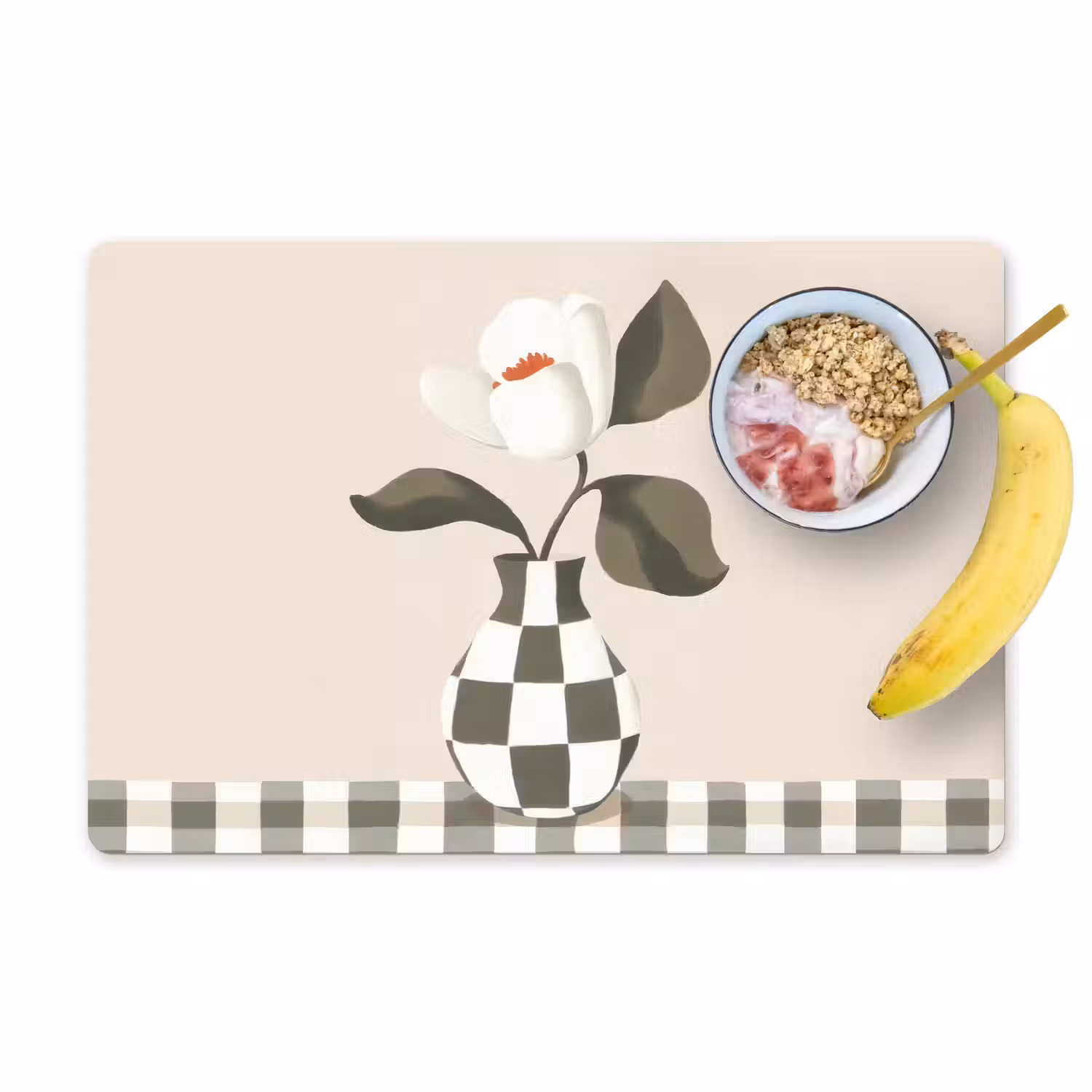 Vaas - Geruit - Groen - Bloem Placemat vinyl groot -zzzproduct_Kitchenyeah-website