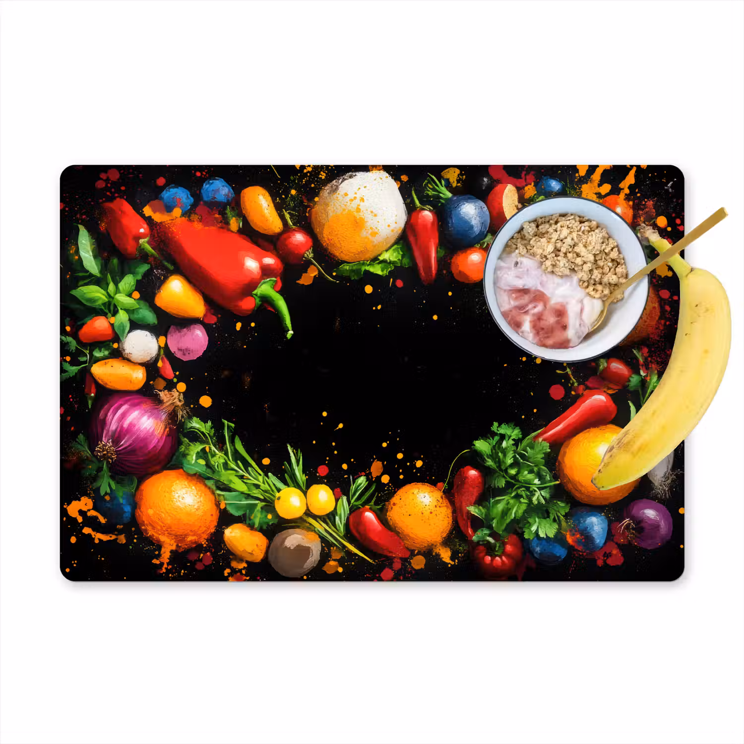Groente - Graffiti - Kleurrijk - Koken - Abstract Placemat vinyl groot -zzzproduct_Kitchenyeah-website