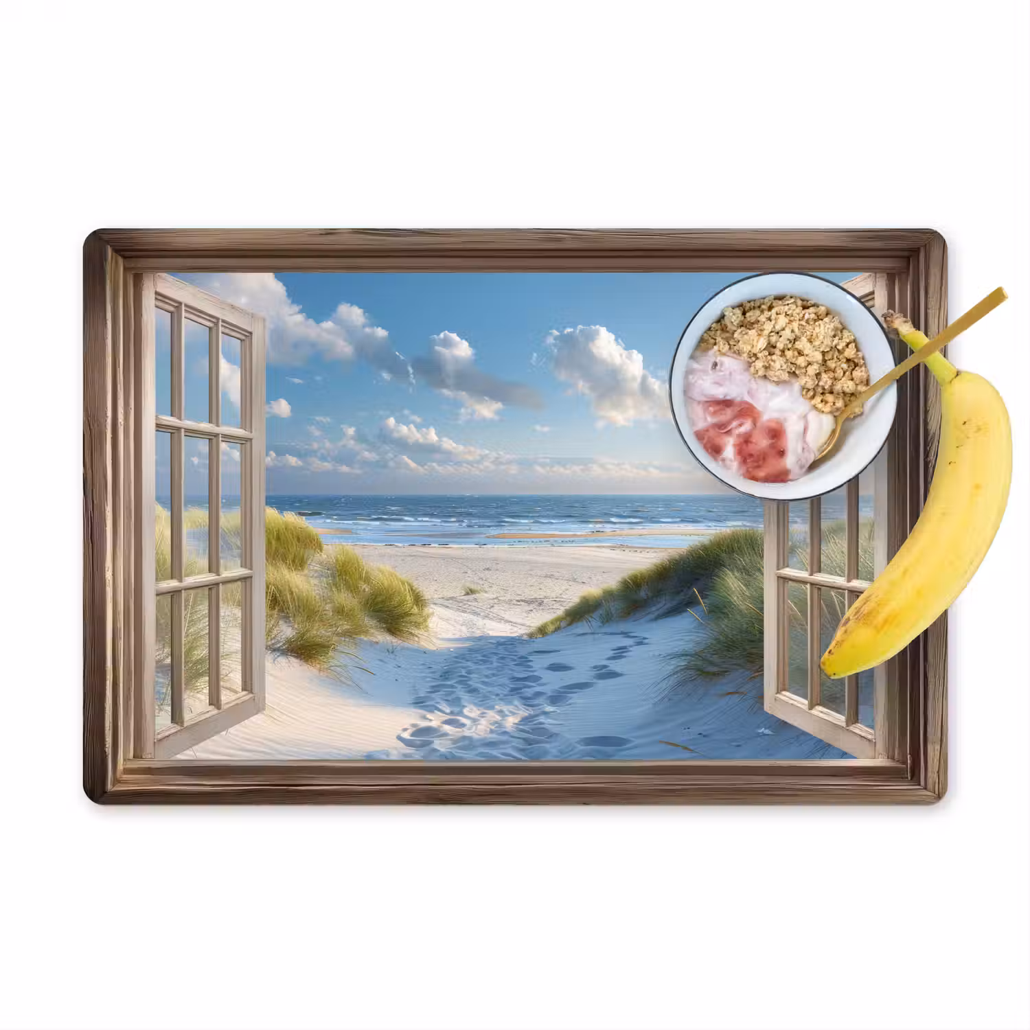 Doorkijk - Strand - Raam - Duinen - Zee Placemat vinyl groot -zzzproduct_Kitchenyeah-website