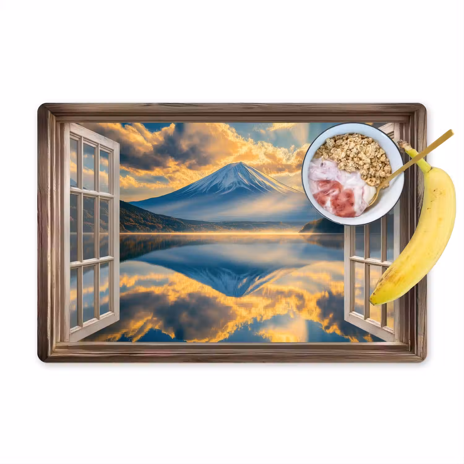 Doorkijk - Landschap - Bergen - Uitzicht - Raam Placemat vinyl groot -zzzproduct_Kitchenyeah-website