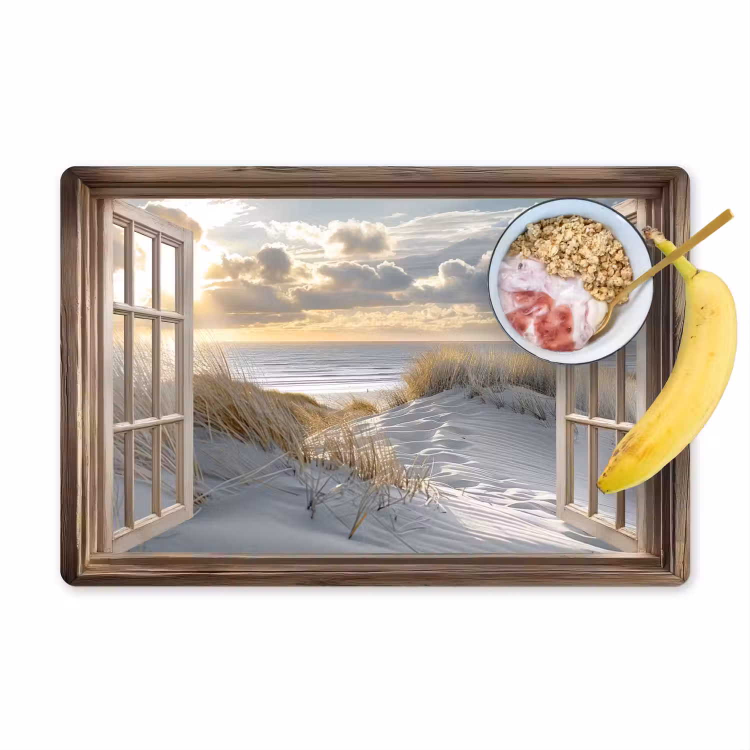 Doorkijk - Strand - Duinen - Zee - Natuur Placemat vinyl groot -zzzproduct_Kitchenyeah-website