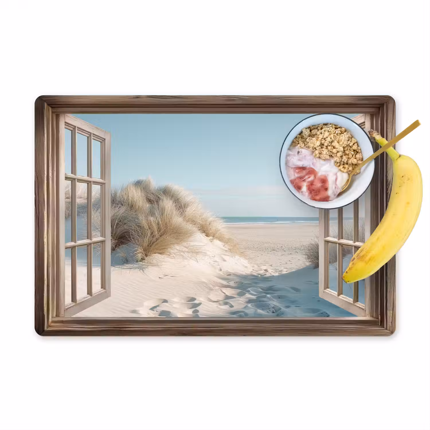 Doorkijk - Helmgras - Duinen - Zee - Landschap Placemat vinyl groot -zzzproduct_Kitchenyeah-website
