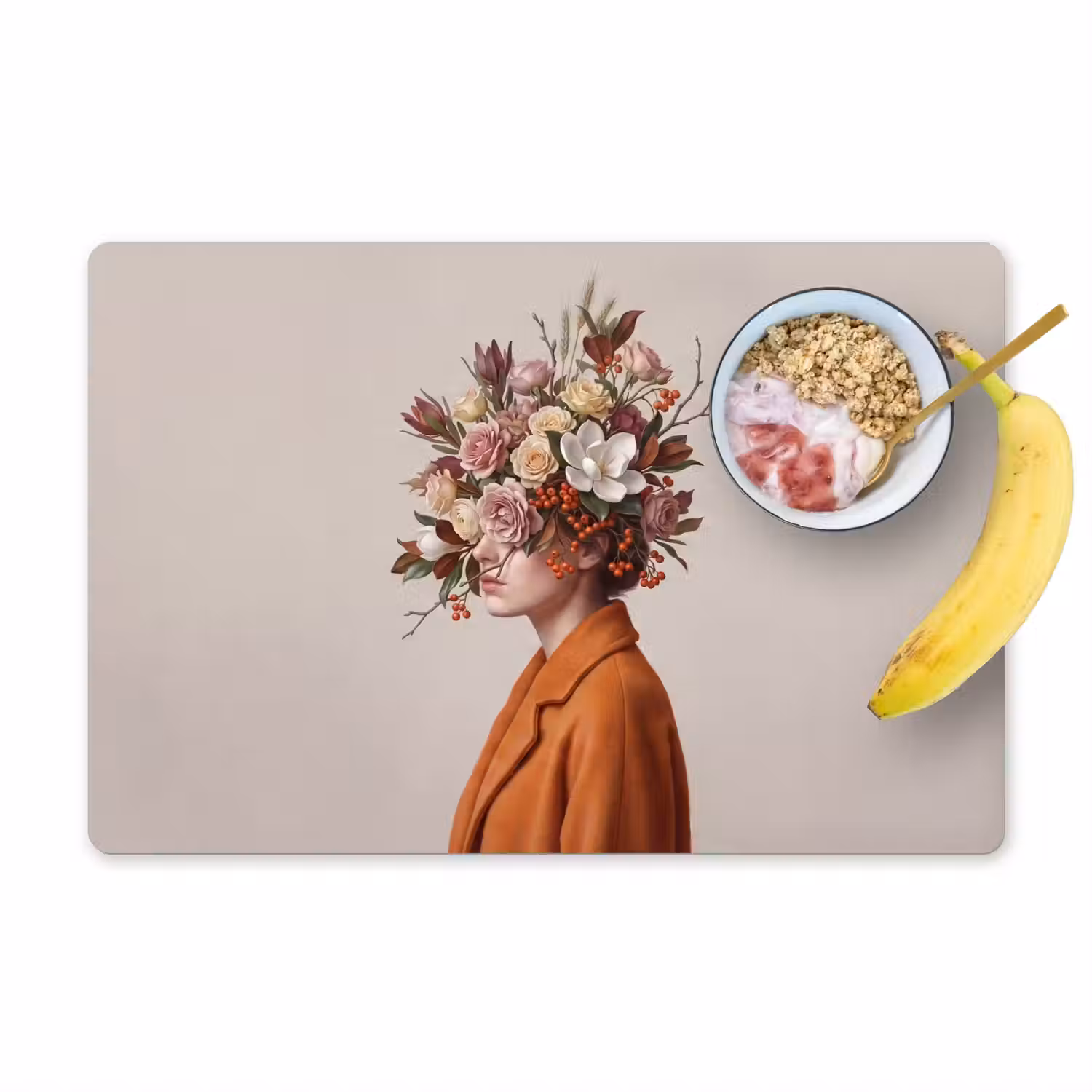 Gezicht - Boeket - Kleurrijk Placemat vinyl groot -zzzproduct_Kitchenyeah-website