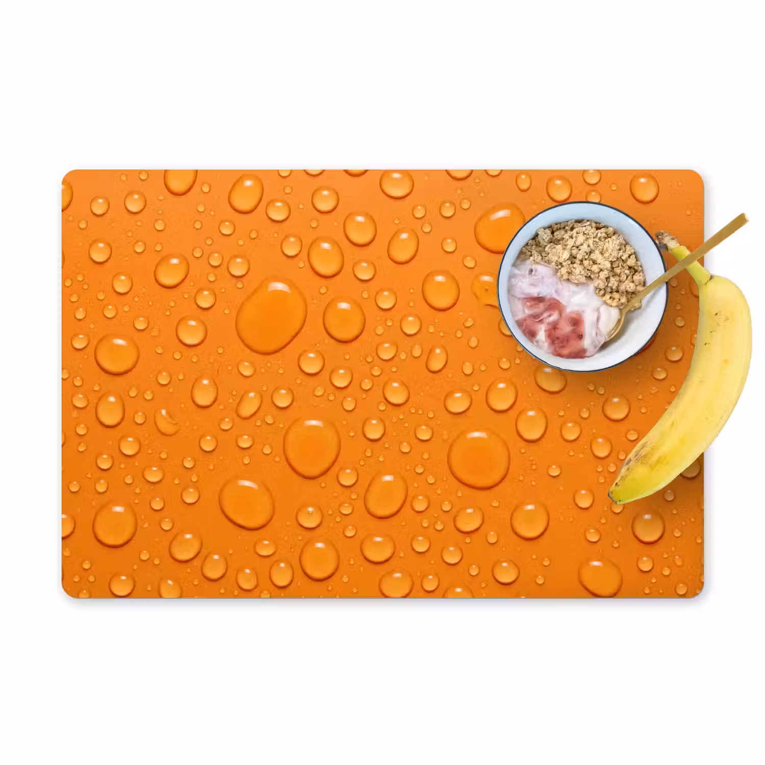 Water - Druppels - Oranje Placemat vinyl groot -zzzproduct_Kitchenyeah-website