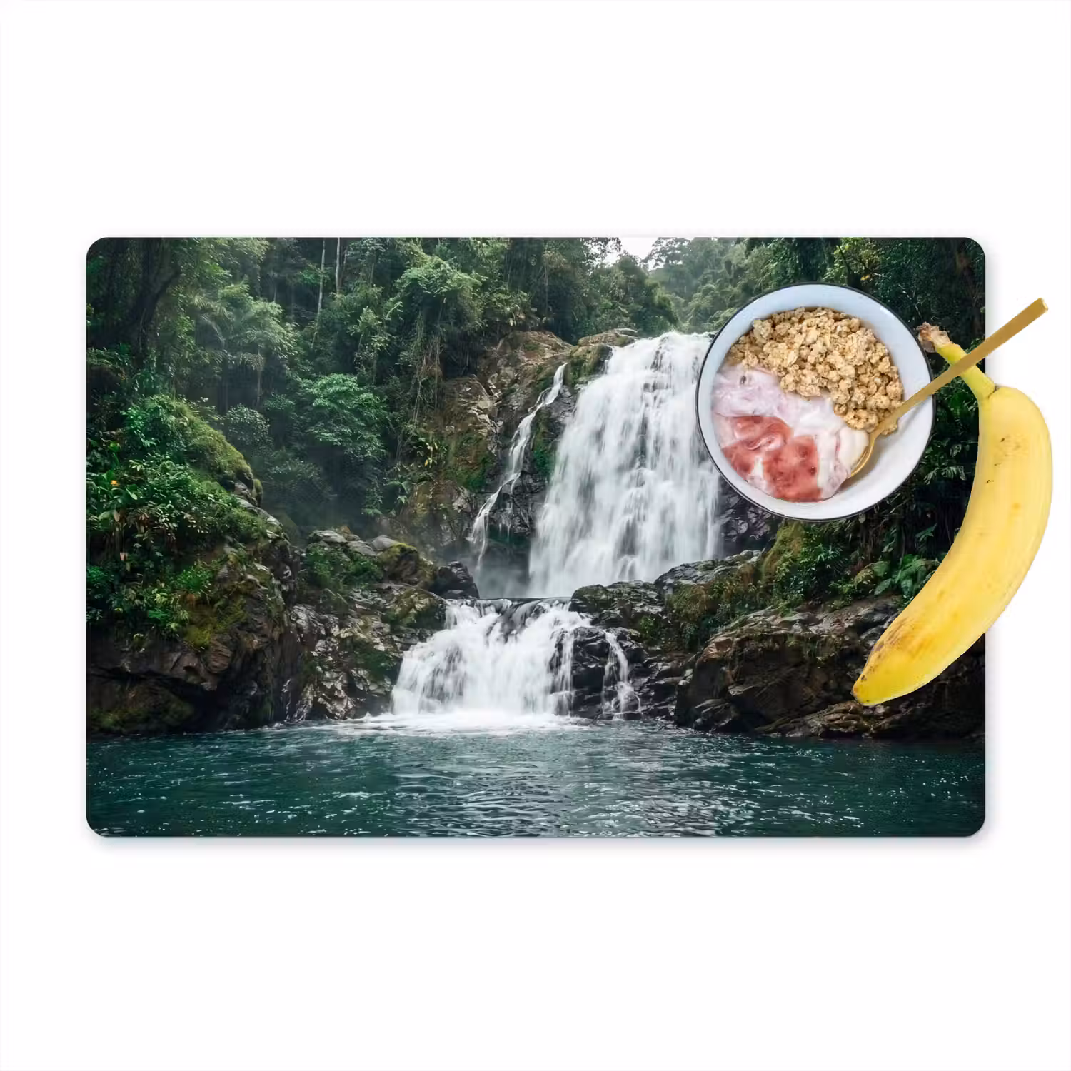 Waterval - Bos - Natuur - Groen Placemat vinyl groot -zzzproduct_Kitchenyeah-website
