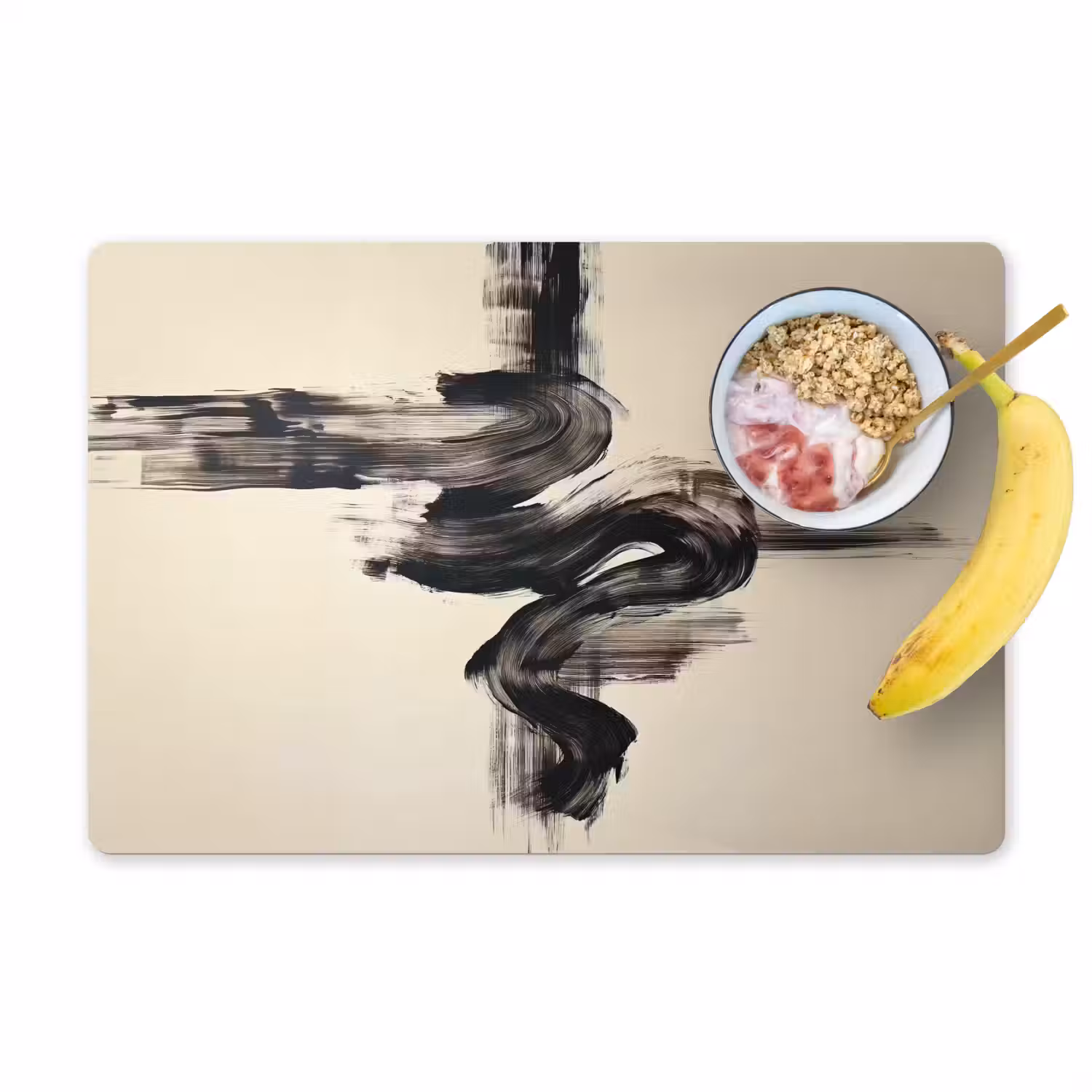 Golven - Penseelstreken - Beige - Minimalistisch Placemat vinyl groot -zzzproduct_Kitchenyeah-website