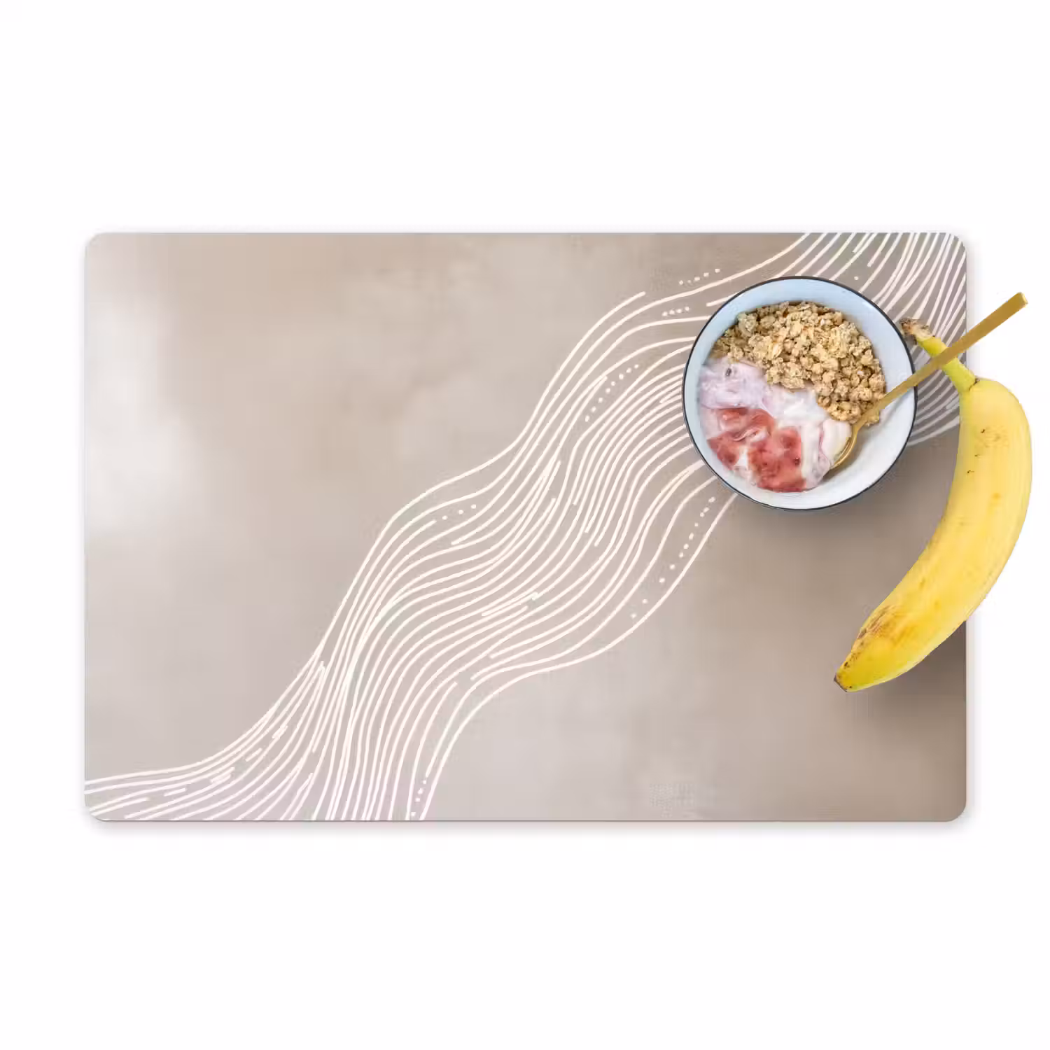 Golvende lijnen - Vloeiend - Zandkleurig Placemat vinyl groot -zzzproduct_Kitchenyeah-website