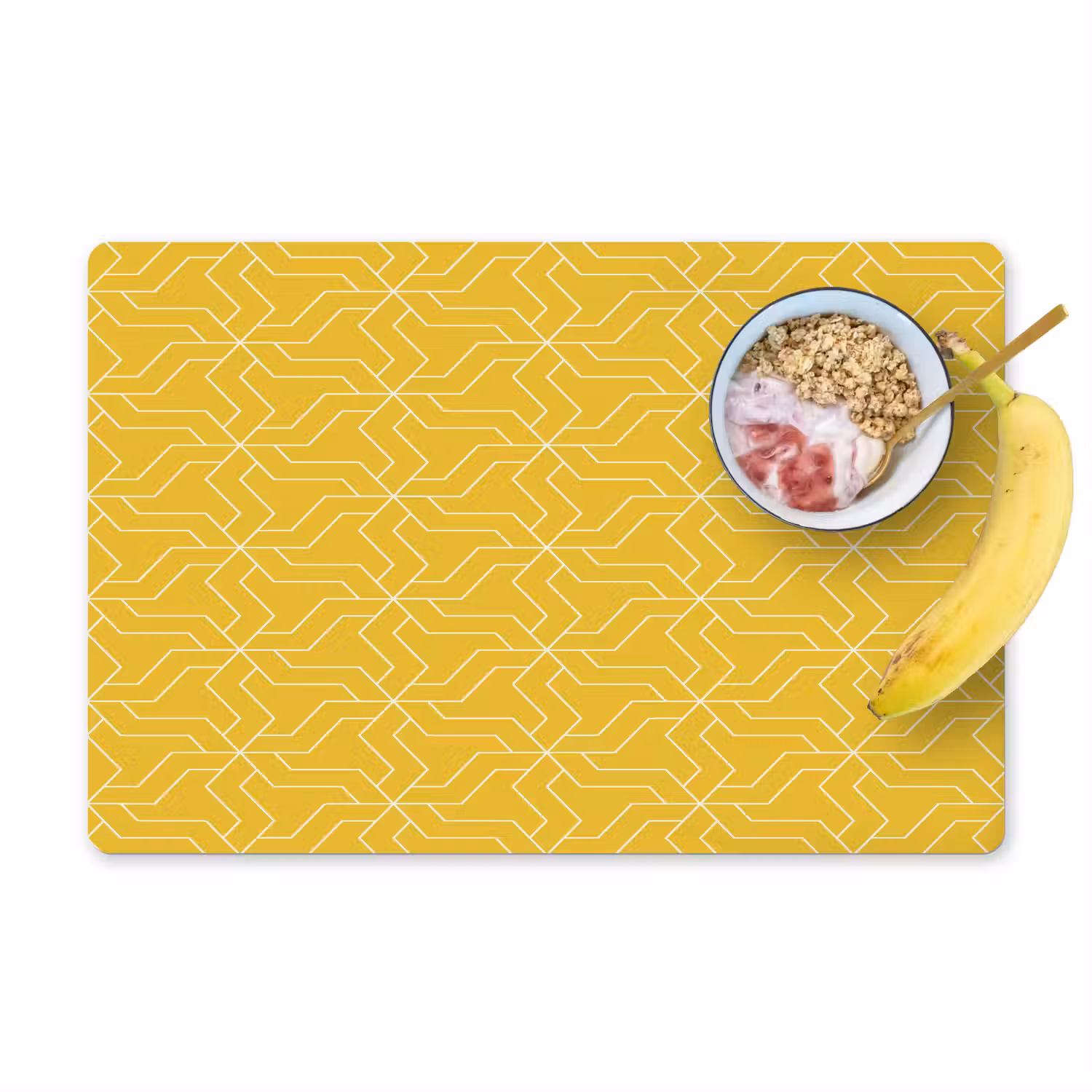 Wit - Geel - Patroon - Geometrisch Placemat vinyl groot 368 -zzzproduct_Kitchenyeah-website