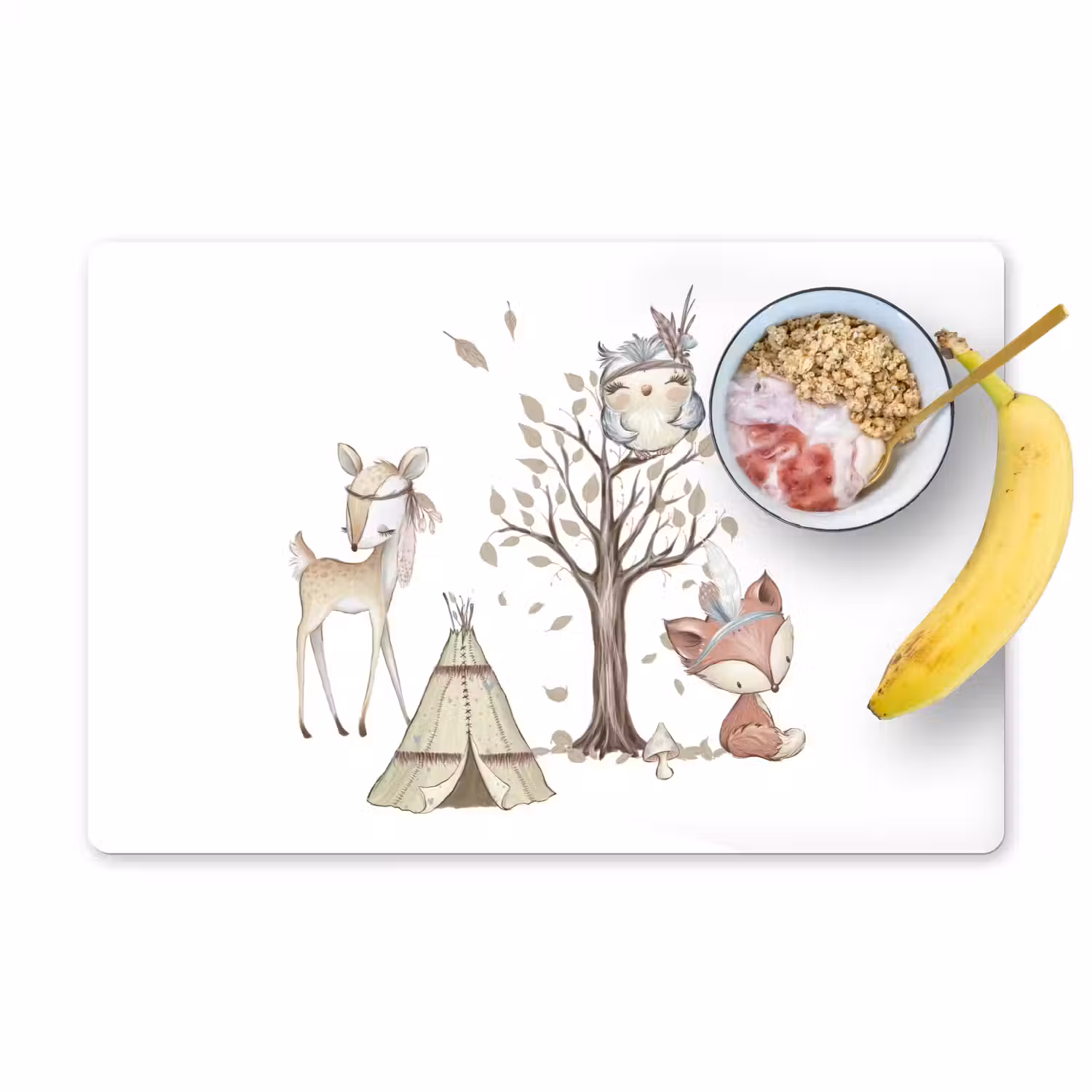 Wilde dieren - Bos - Illustratie Placemat vinyl groot -zzzproduct_Kitchenyeah-website