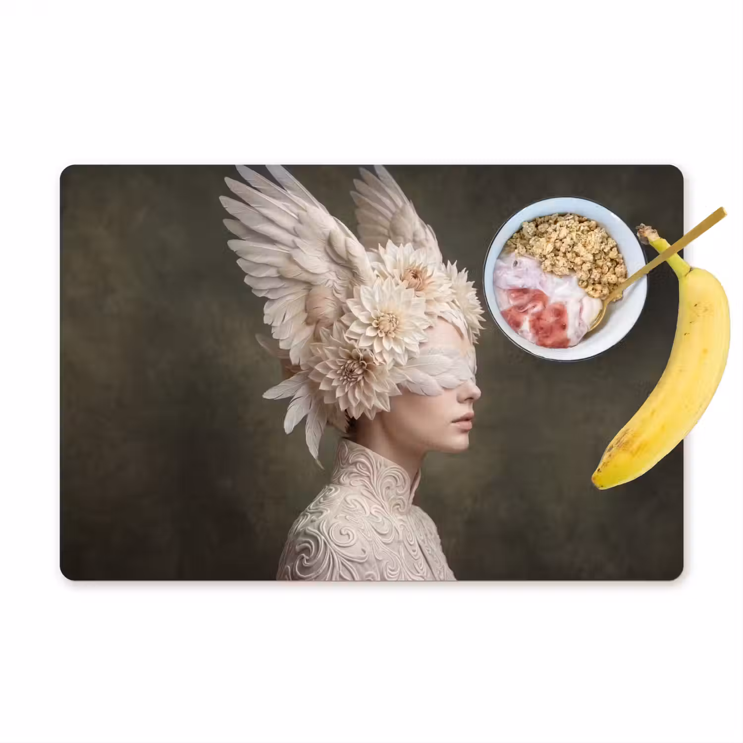 Vleugels - Vrouw - Wit Placemat vinyl groot -zzzproduct_Kitchenyeah-website
