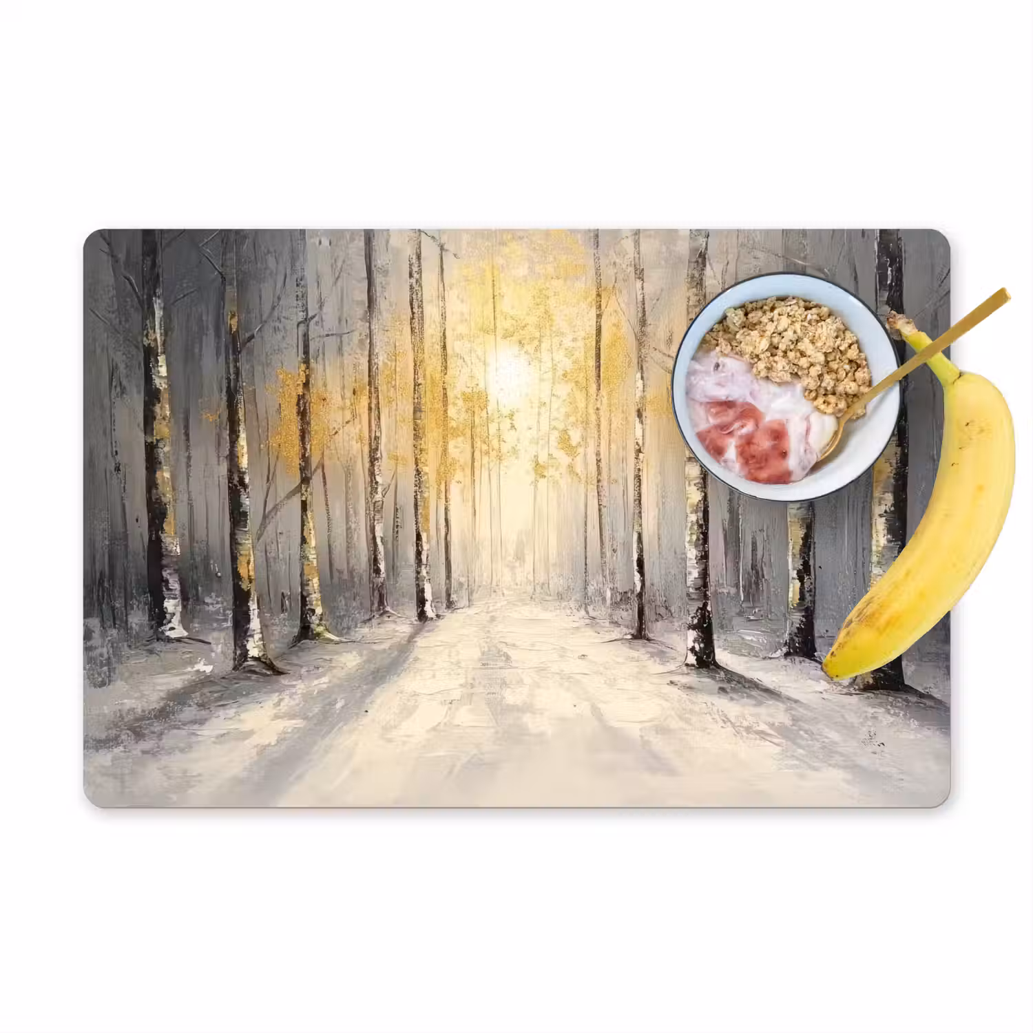 Winter - Abstract - Sneeuw - Natuur - Zon Placemat vinyl groot -zzzproduct_Kitchenyeah-website