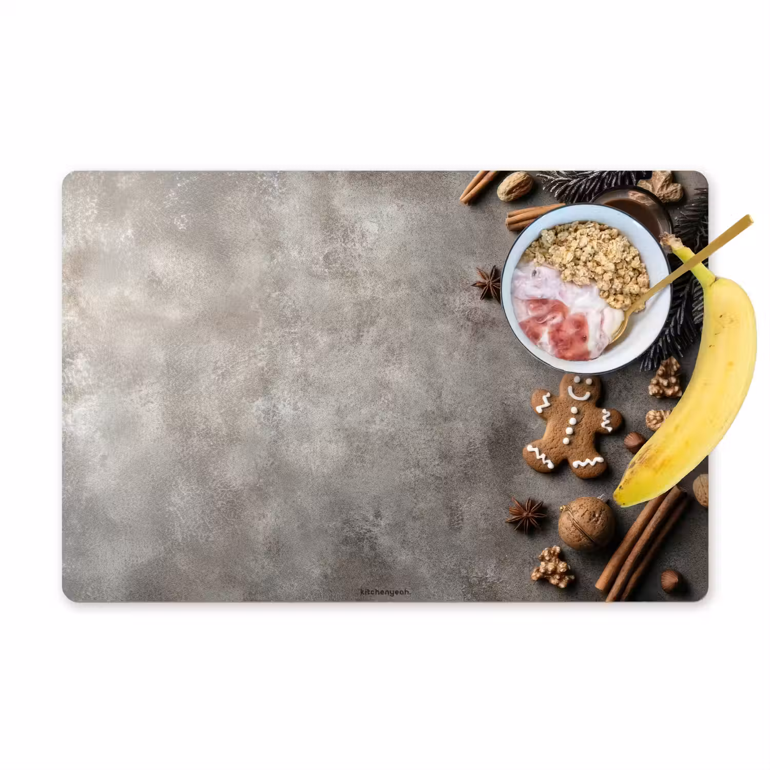 Winter - Kerst - Beton - Gingerbread man Placemat vinyl groot -zzzproduct_Kitchenyeah-website