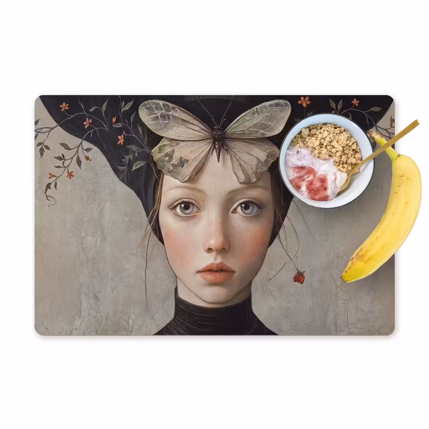 Woman - Butterfly - Art - Classic - Muted Placemat vinyl groot -zzzproduct_Kitchenyeah-website
