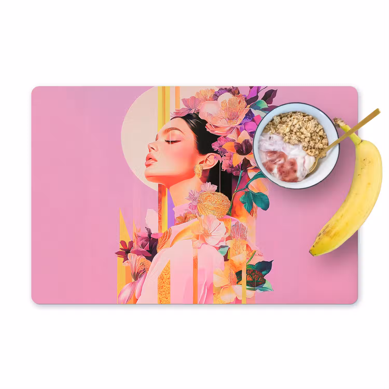 Vrouw - Bloemen - Paars - Abstract Placemat vinyl groot -zzzproduct_Kitchenyeah-website