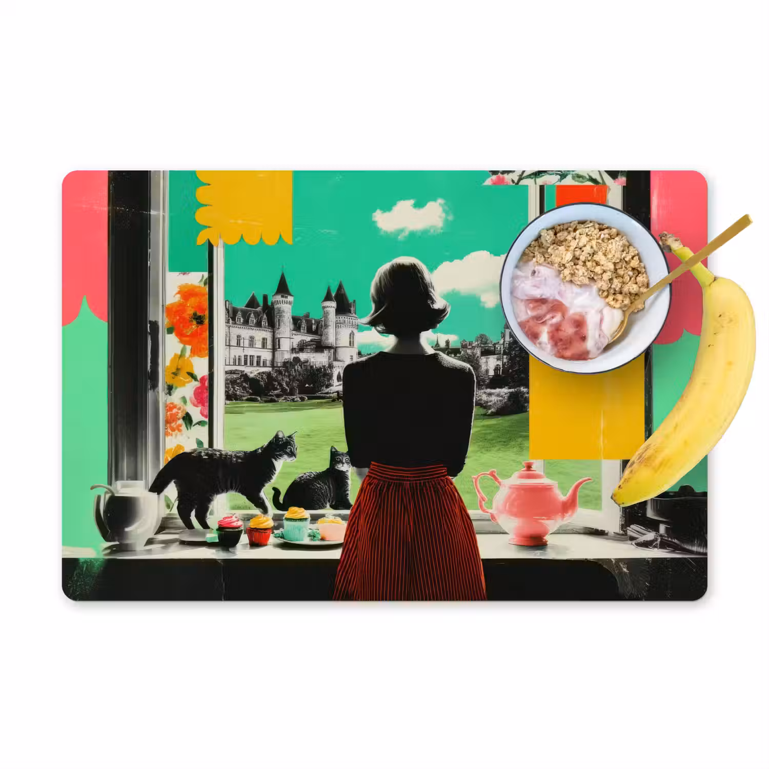 Vrouw - Keuken - Katten - Doorkijk Placemat vinyl groot -zzzproduct_Kitchenyeah-website