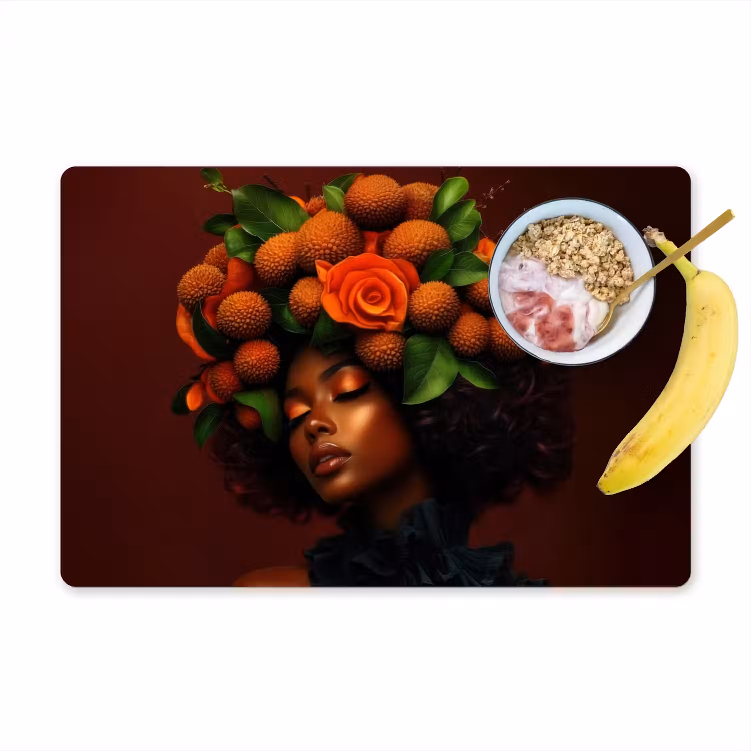 Vrouw - lychee - exotisch Placemat vinyl groot -zzzproduct_Kitchenyeah-website