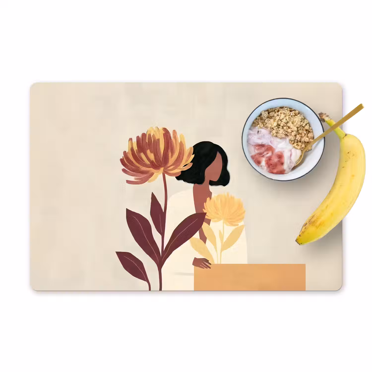 Vrouw - Minimalistisch - Bloem Placemat vinyl groot -zzzproduct_Kitchenyeah-website