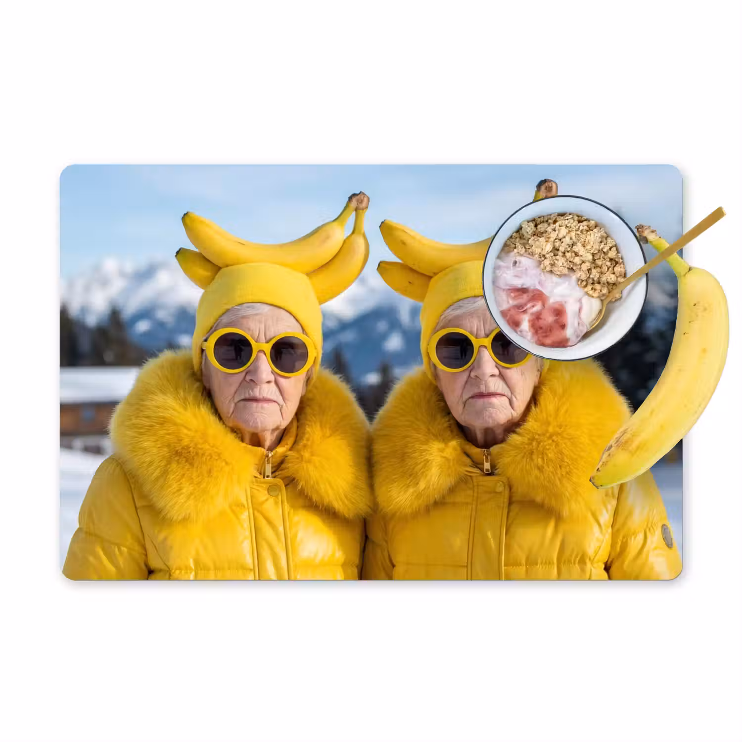 Vrouwen - Bananen - Geel Placemat vinyl groot -zzzproduct_Kitchenyeah-website