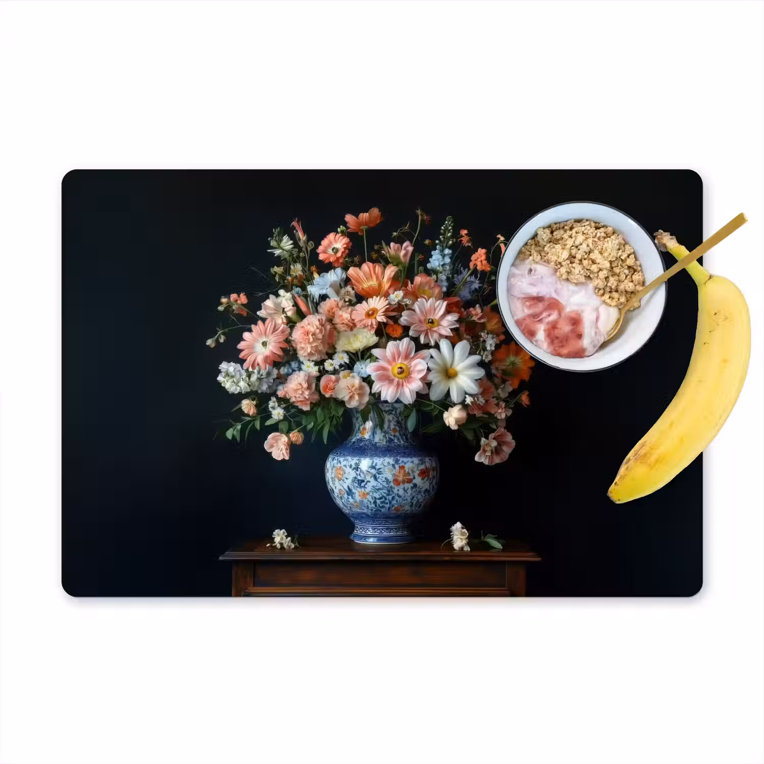 Hout - Vaas - Kleuren - Bloemen Placemat vinyl groot -zzzproduct_Kitchenyeah-website