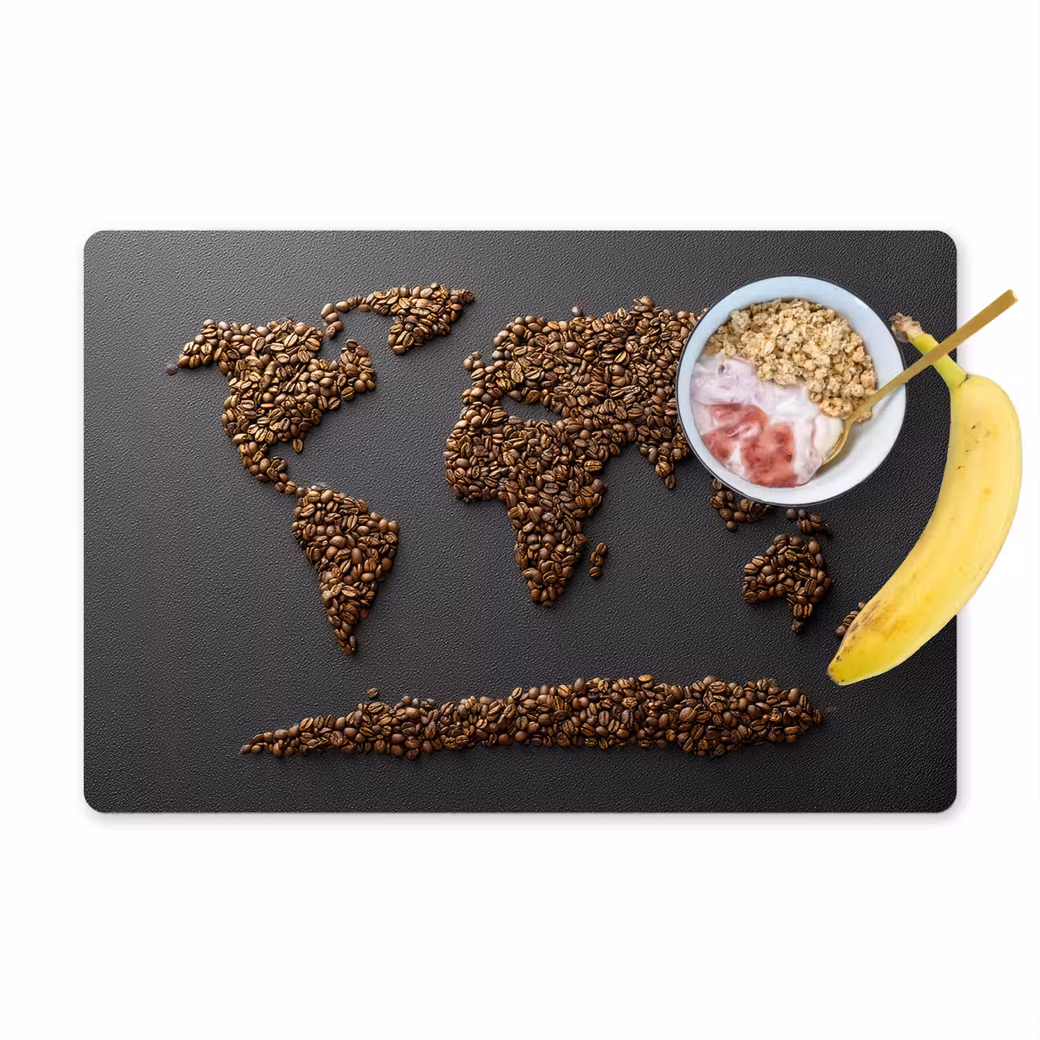 Wereldkaart - Koffie - Grijs Placemat vinyl groot -zzzproduct_Kitchenyeah-website