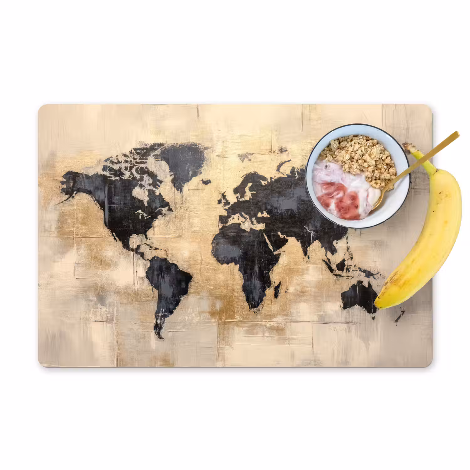 Wereldkaart - Goud - Zwart - Abstract Placemat vinyl groot -zzzproduct_Kitchenyeah-website