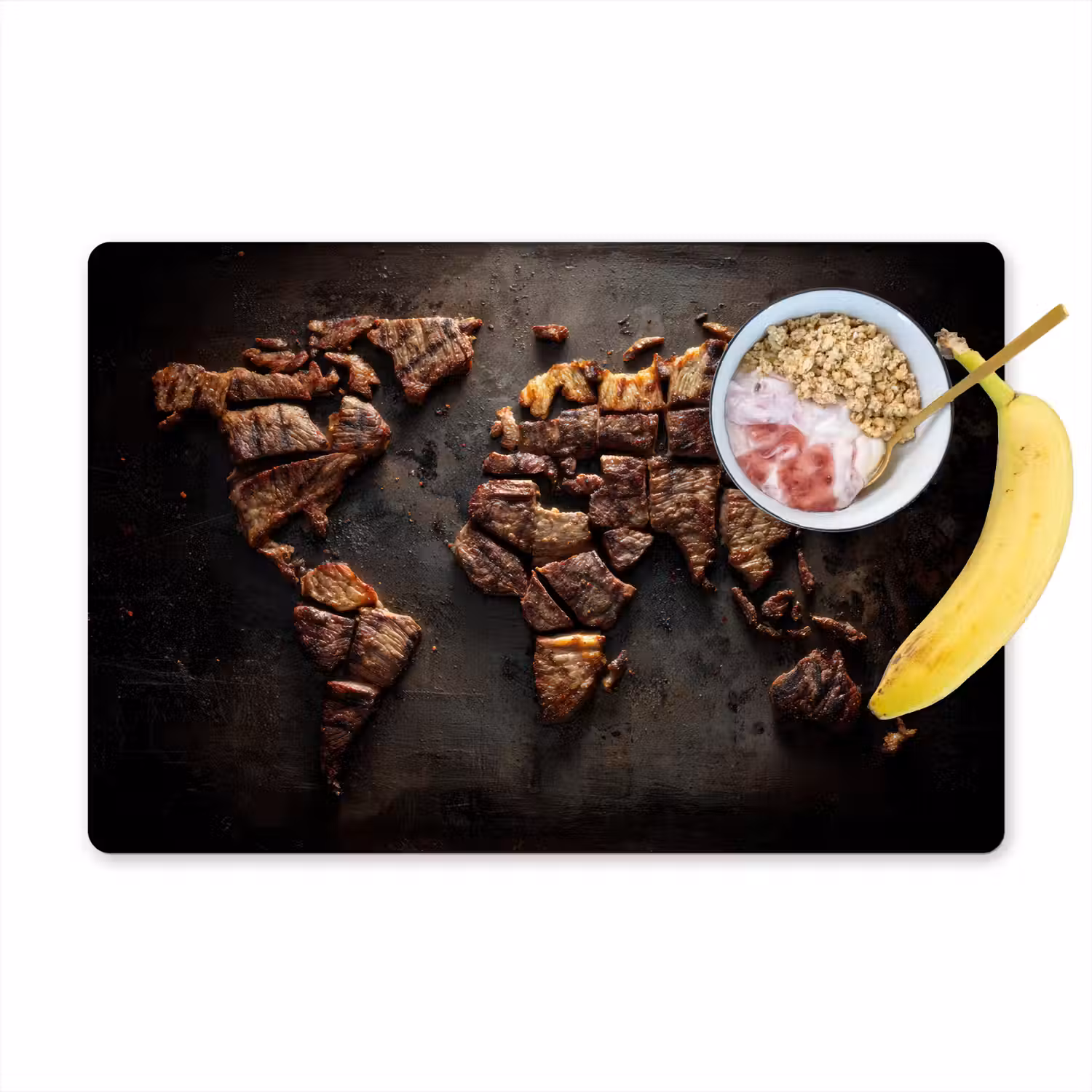 Wereldkaart - Gegrild vlees Placemat vinyl groot -zzzproduct_Kitchenyeah-website