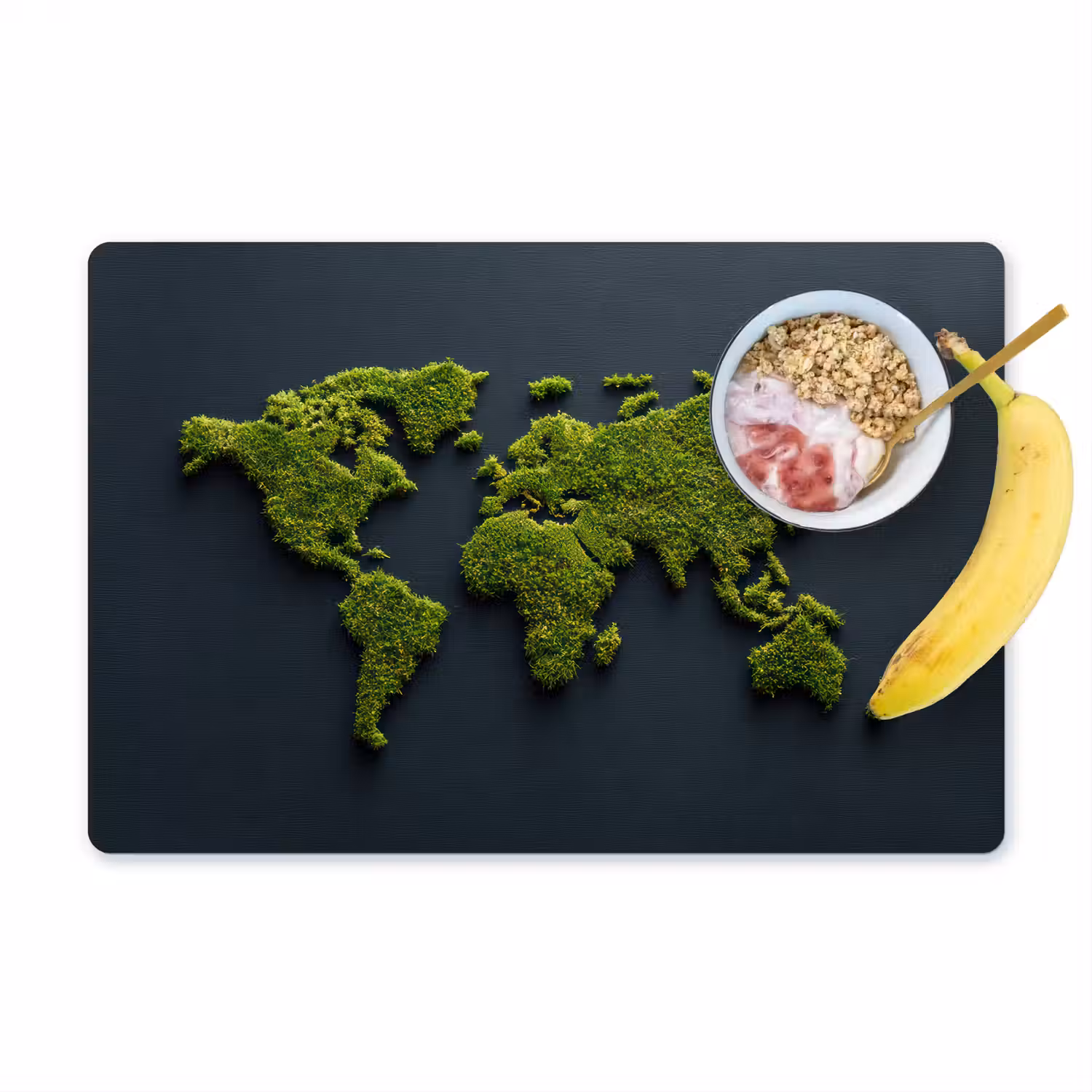 Wereldkaart - Mos -Levendig effect Placemat vinyl groot -zzzproduct_Kitchenyeah-website