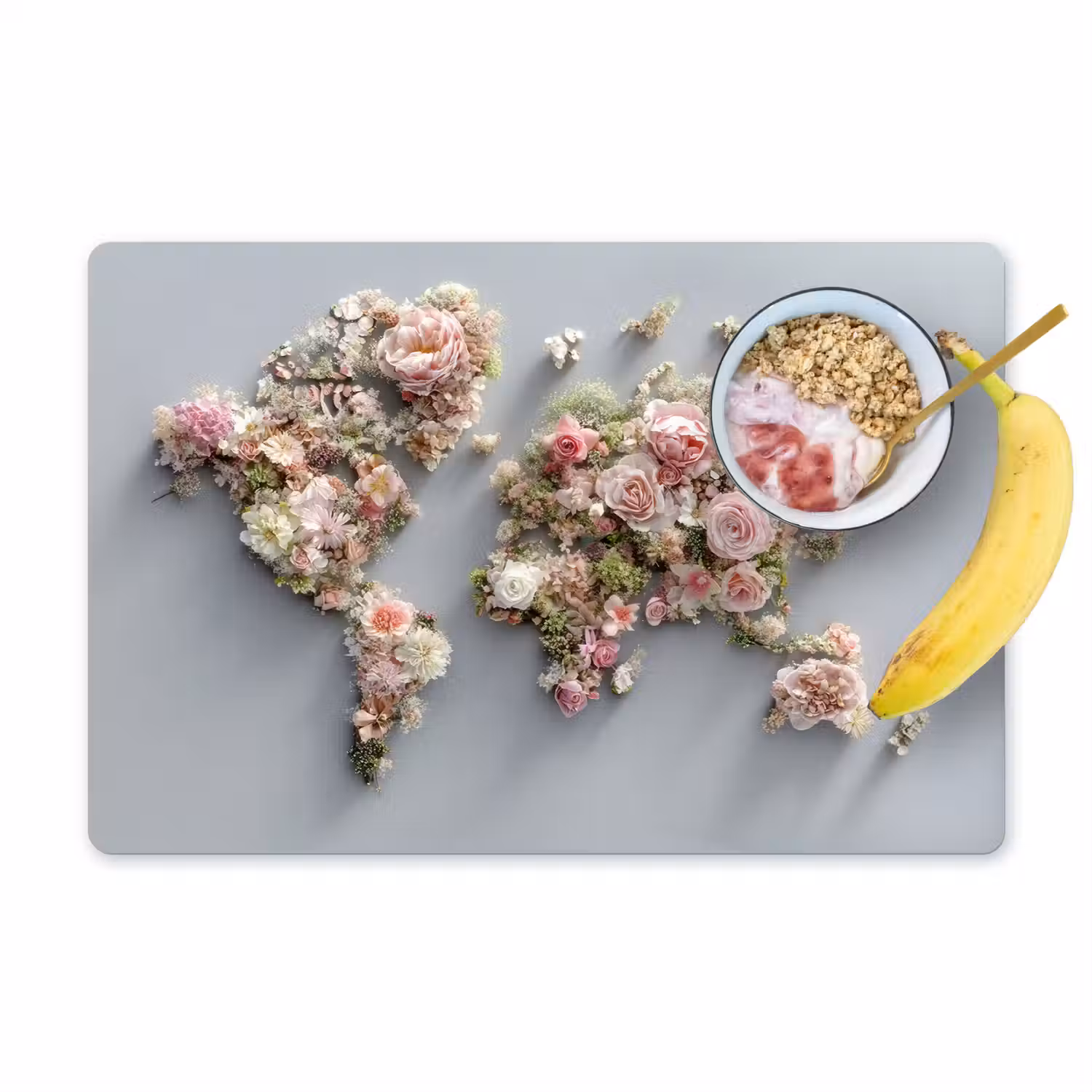 Wereldkaart - Rozen - Roze Placemat vinyl groot -zzzproduct_Kitchenyeah-website