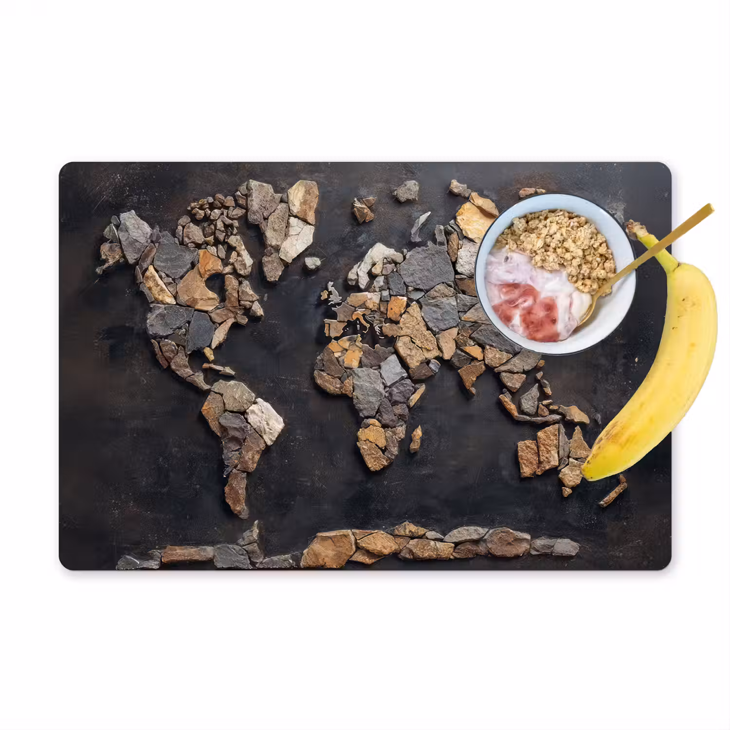Wereldkaart - Stenen - Realistisch Placemat vinyl groot -zzzproduct_Kitchenyeah-website