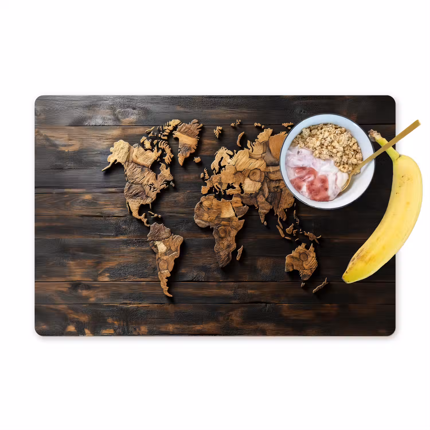 Wereldkaart - Hout - Mozaïek Placemat vinyl groot -zzzproduct_Kitchenyeah-website