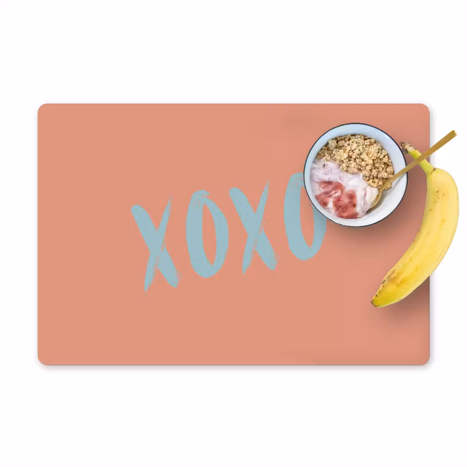 XOXO - Blauw - Perzikkleur Placemat vinyl groot -zzzproduct_Kitchenyeah-website
