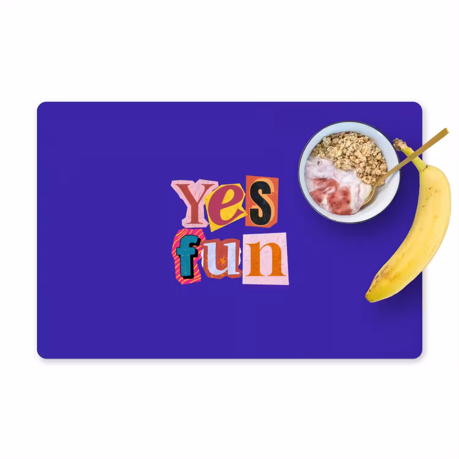 Yes fun - Kleurrijk - Collage-stijl Placemat vinyl groot -zzzproduct_Kitchenyeah-website