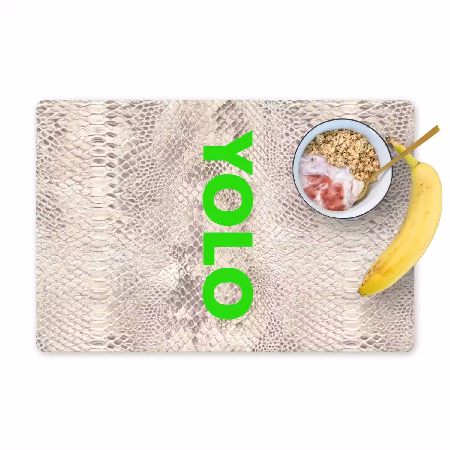 YOLO - Groen - Neon - Slangenprnt Placemat vinyl groot -zzzproduct_Kitchenyeah-website