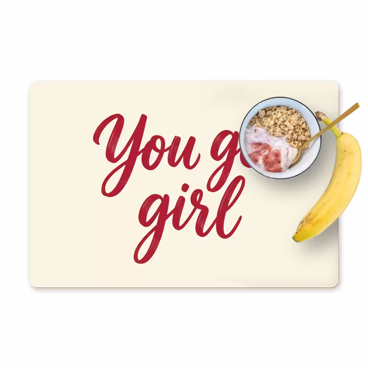 you go girl - Rood - Wit Placemat vinyl groot -zzzproduct_Kitchenyeah-website