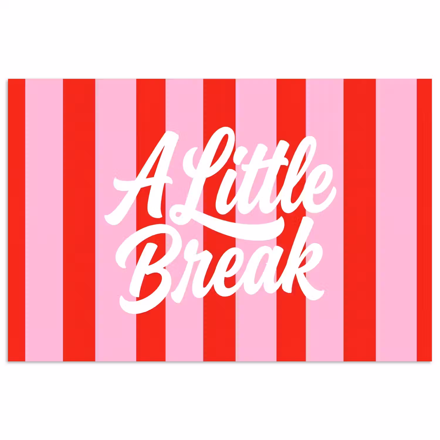 A Little Break - Strepen - Rood - Roze poster papier klein -3d