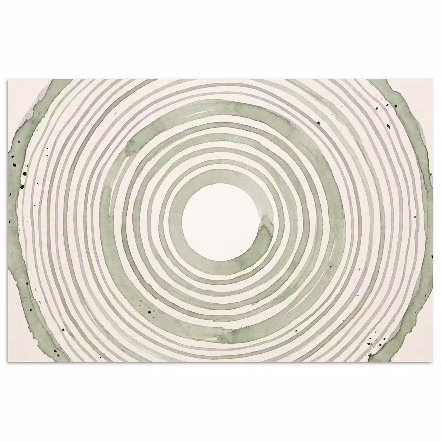 Abstractie - Cirkels - Waterverf - Groen - Modern poster papier klein -3d