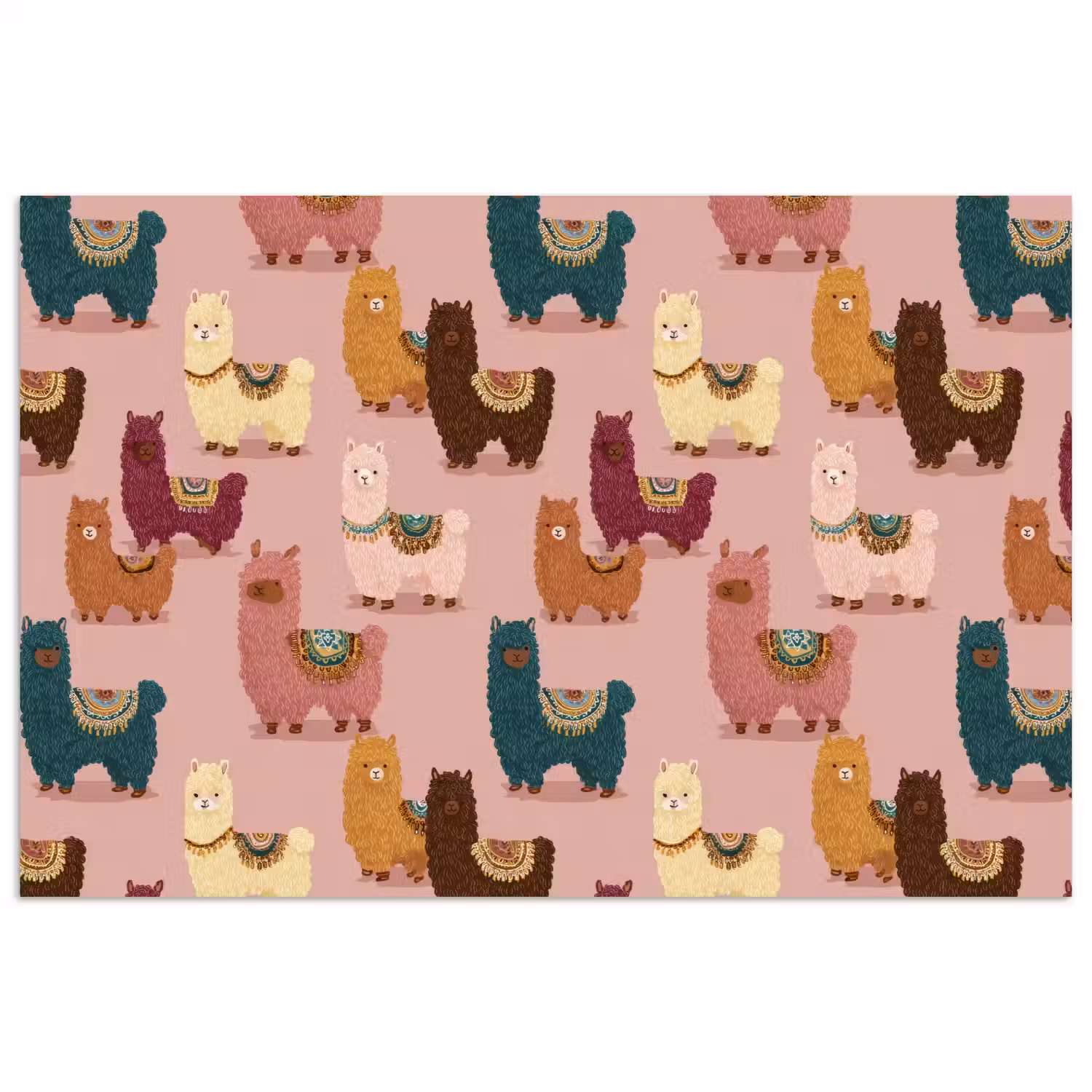 Alpaca's - Patroon - Kleurrijk poster papier klein 62 -3d