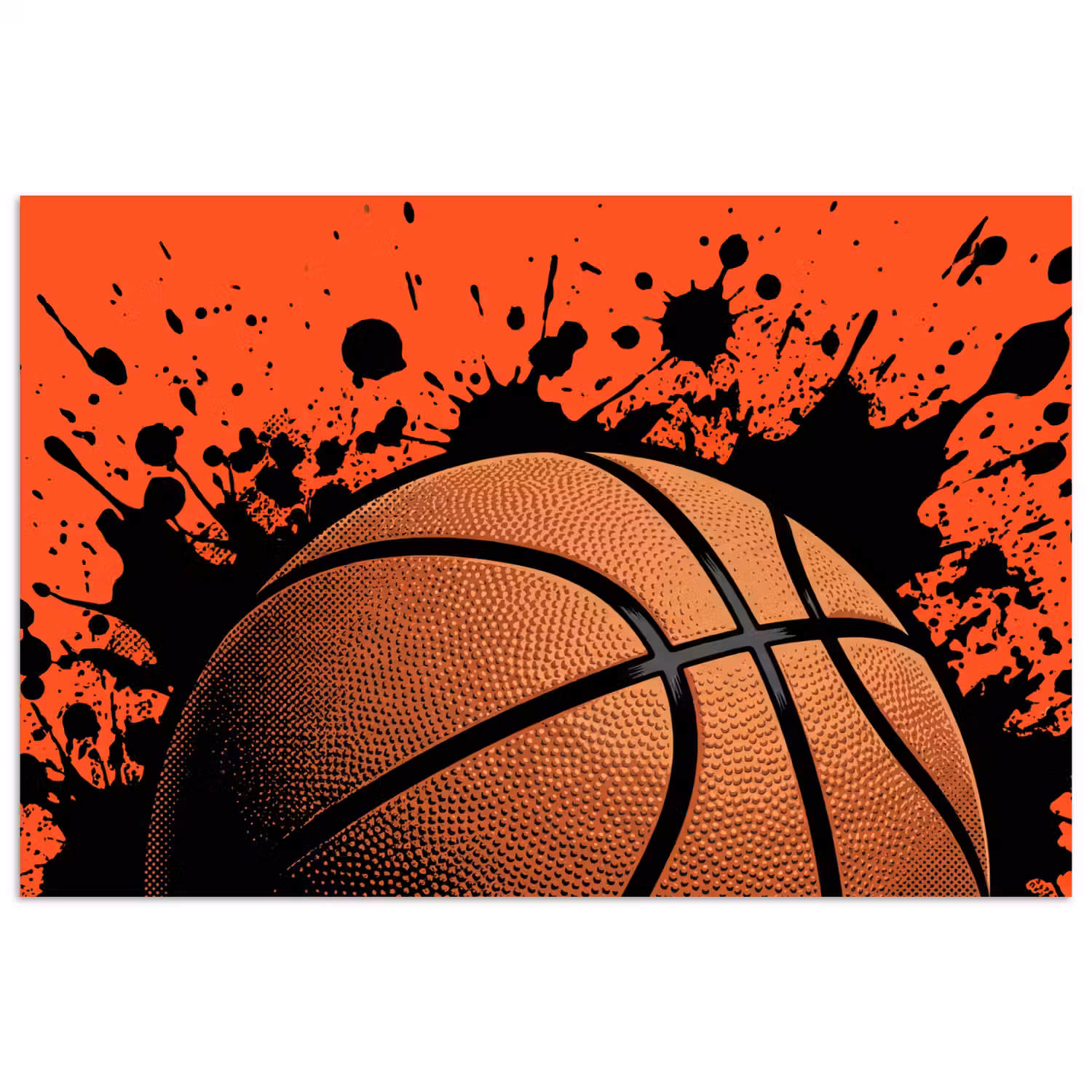 Basketbal - Verf - Sport - Oranje poster papier klein -3d