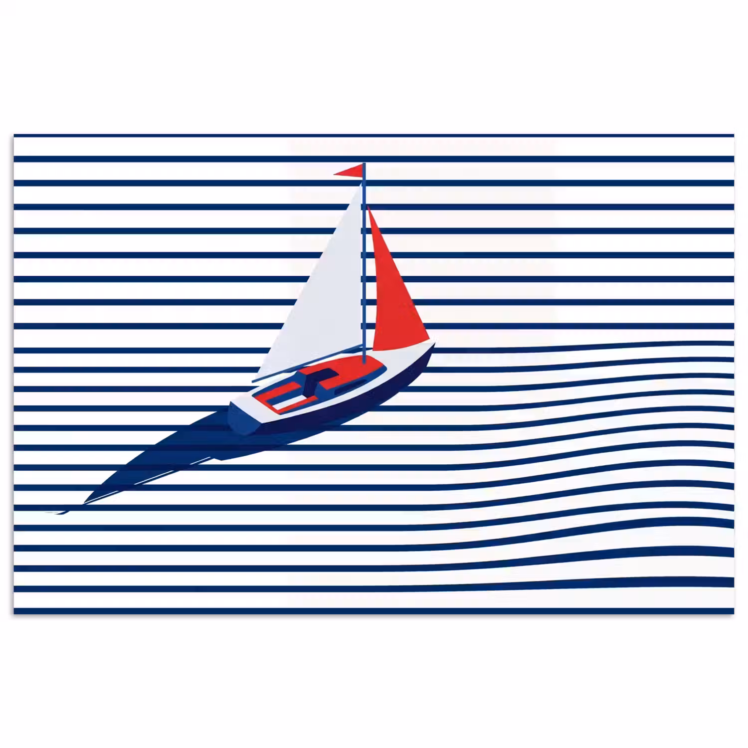 Boot - Water - Abstract - Blauw poster papier klein -3d