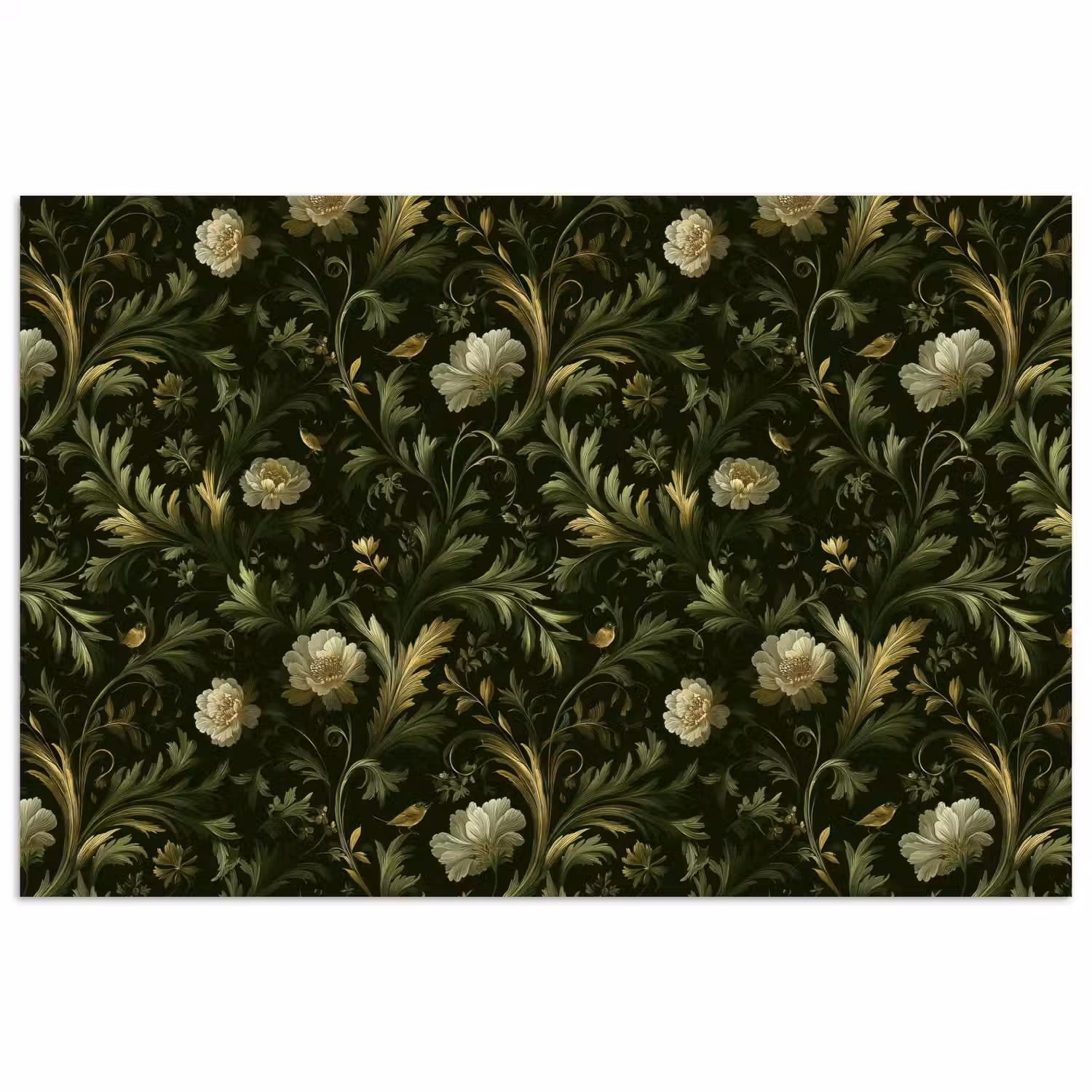 Botanisch - Naadloos - Bloemen poster papier klein 62 -3d