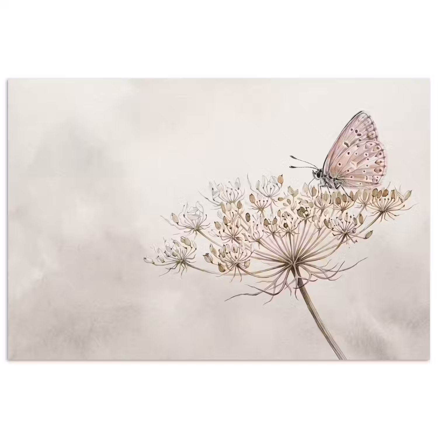 Vlinder - Bloem -Natuur - Beige poster papier klein -3d
