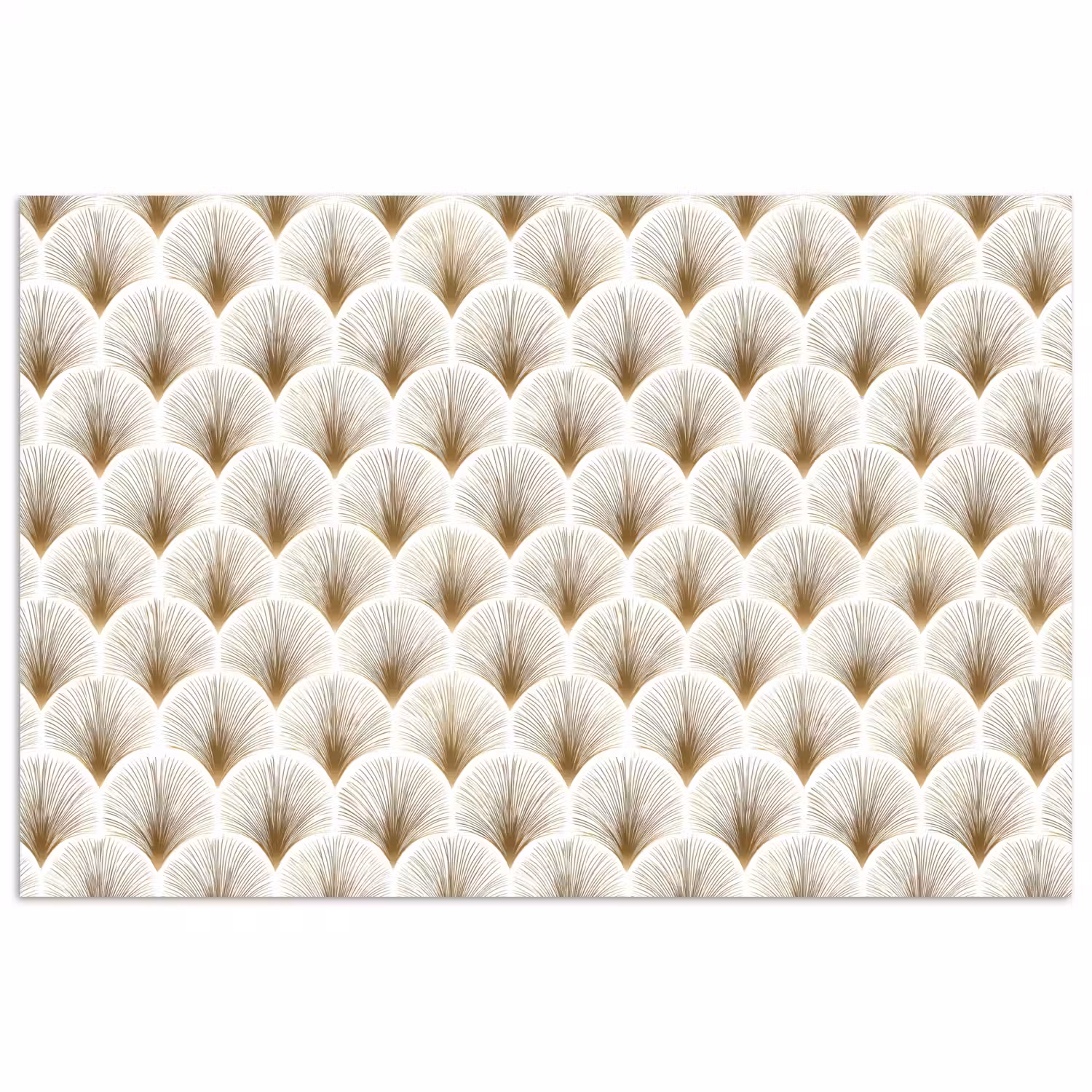 Waaiers - Art Deco - Elegant - Goud - Wit poster papier klein 62 -3d