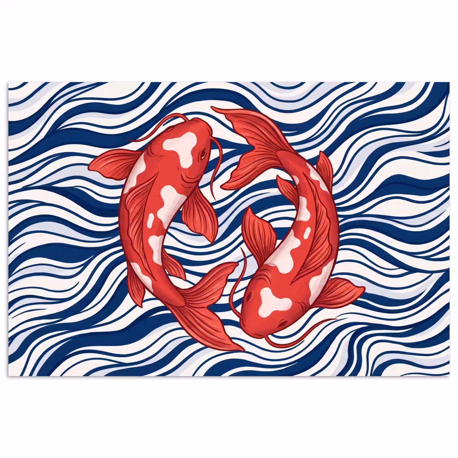Vis - Water - Natuur - Illustratie - Rood poster papier klein -3d