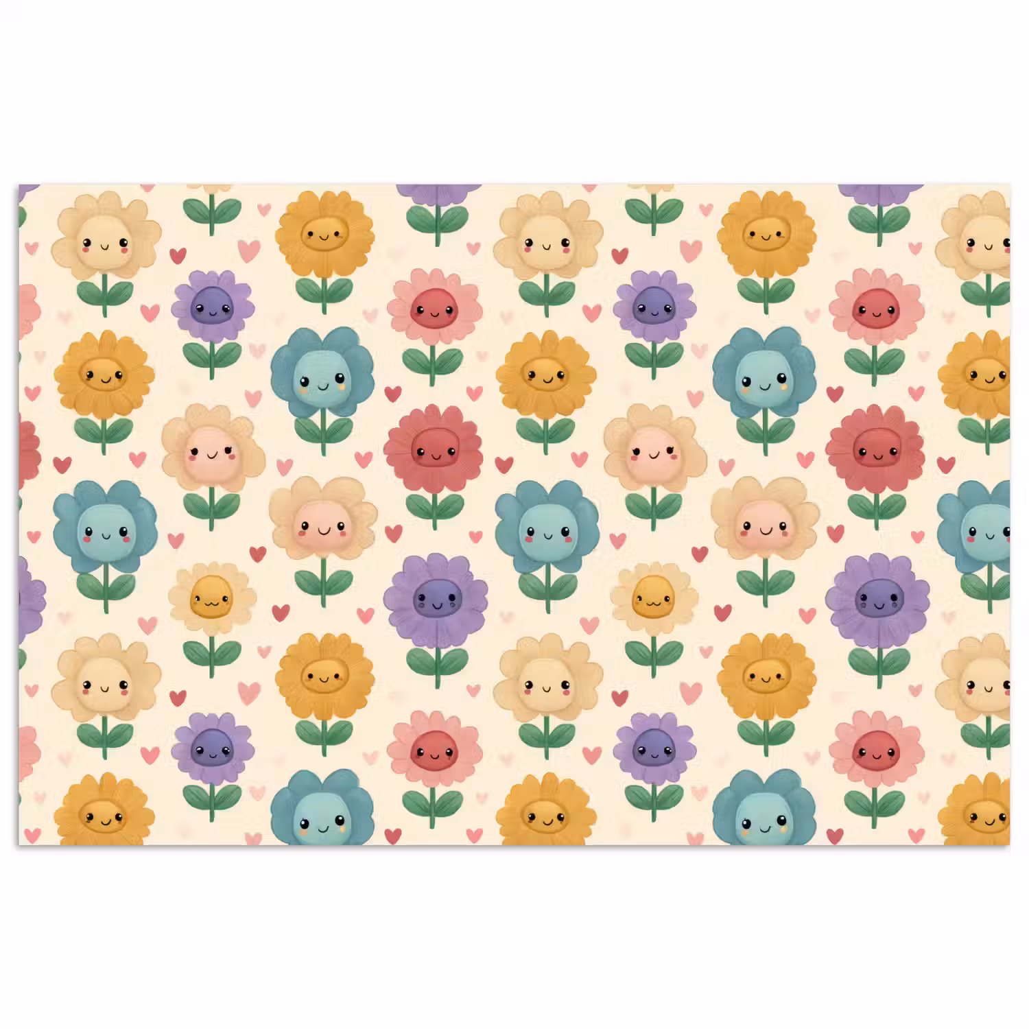 Bloemen - Hartjes - Kleurrijk poster papier klein 62 -3d