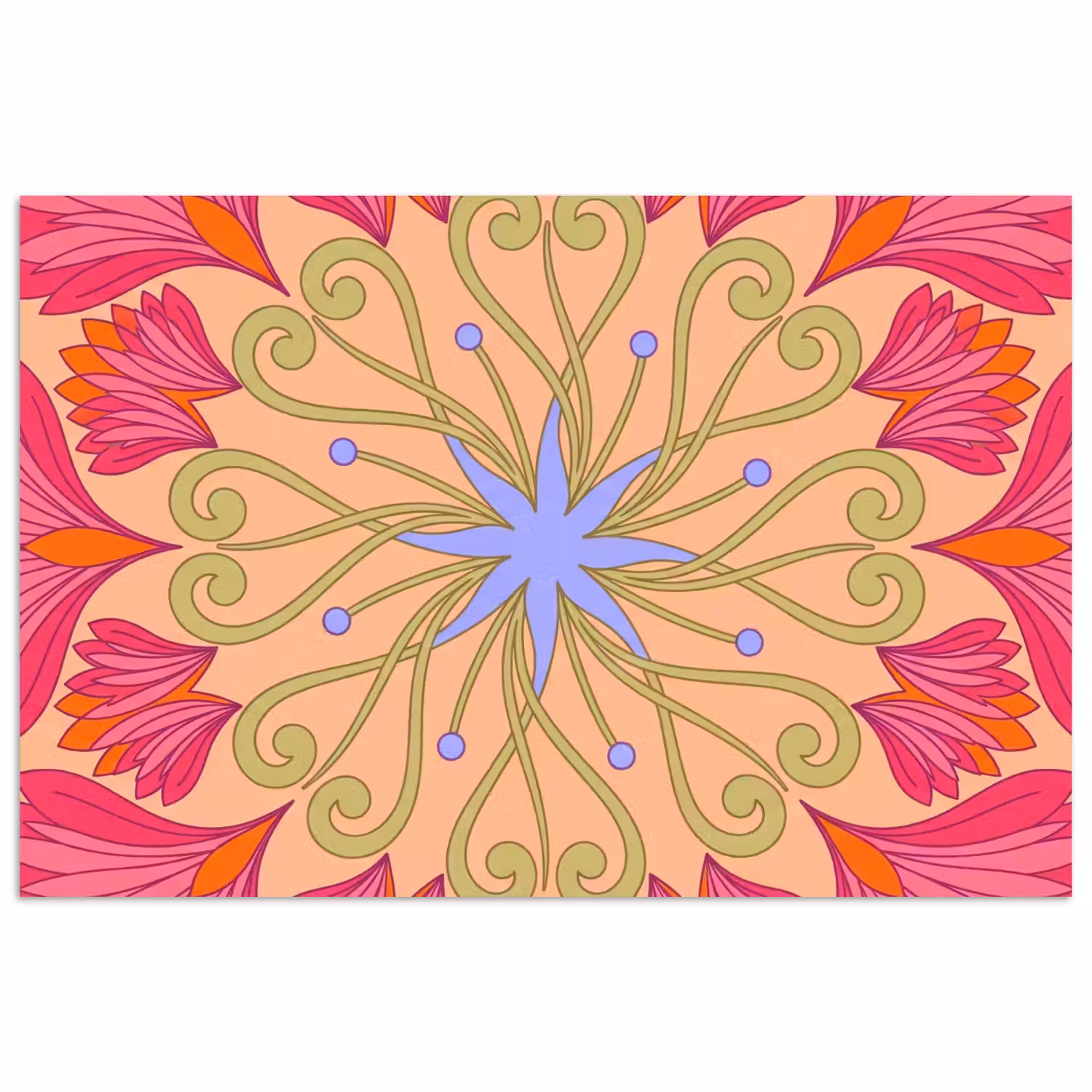 Bloemen - Patroon - Abstract - Roze - Decoratief poster papier klein -3d