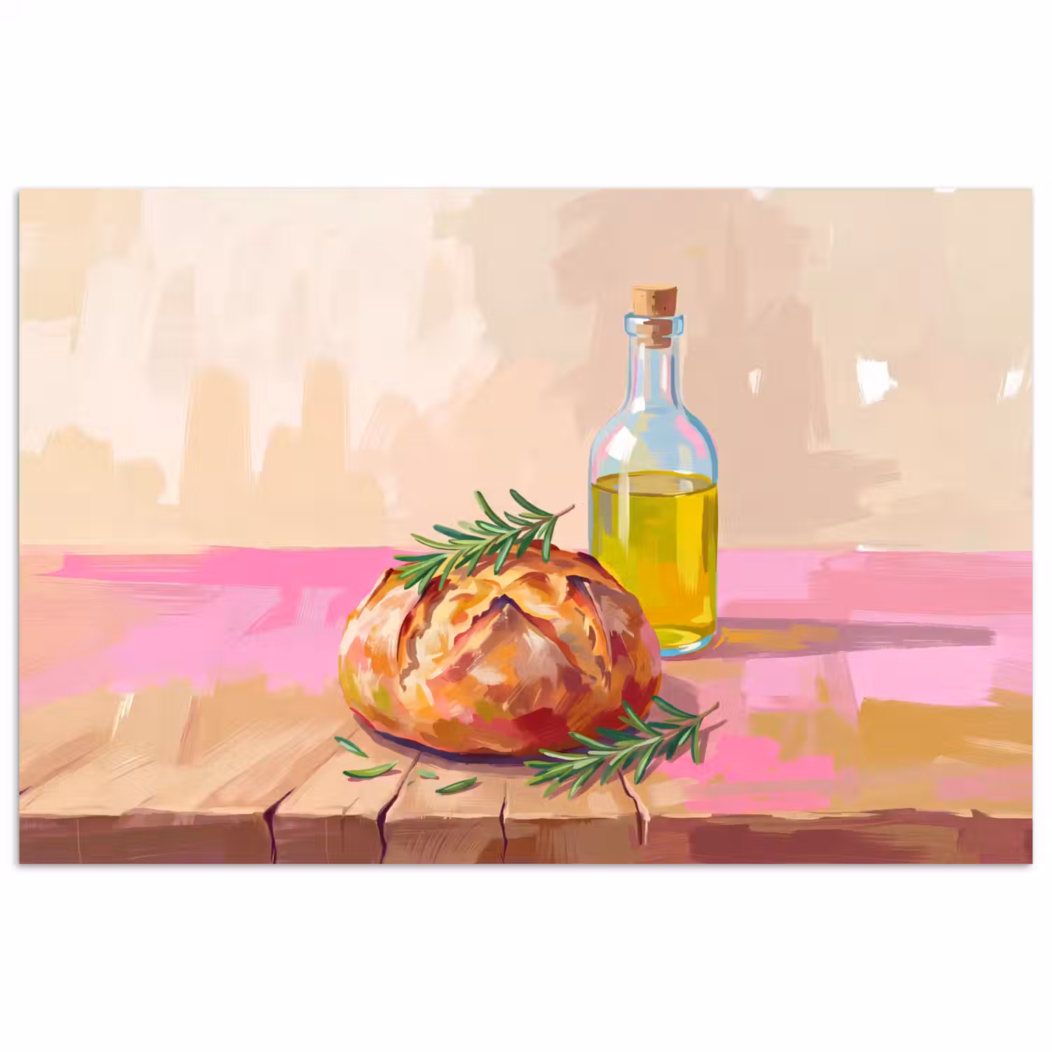 Eten - Brood - Olijfolie - Abstract - Keuken poster papier klein -3d