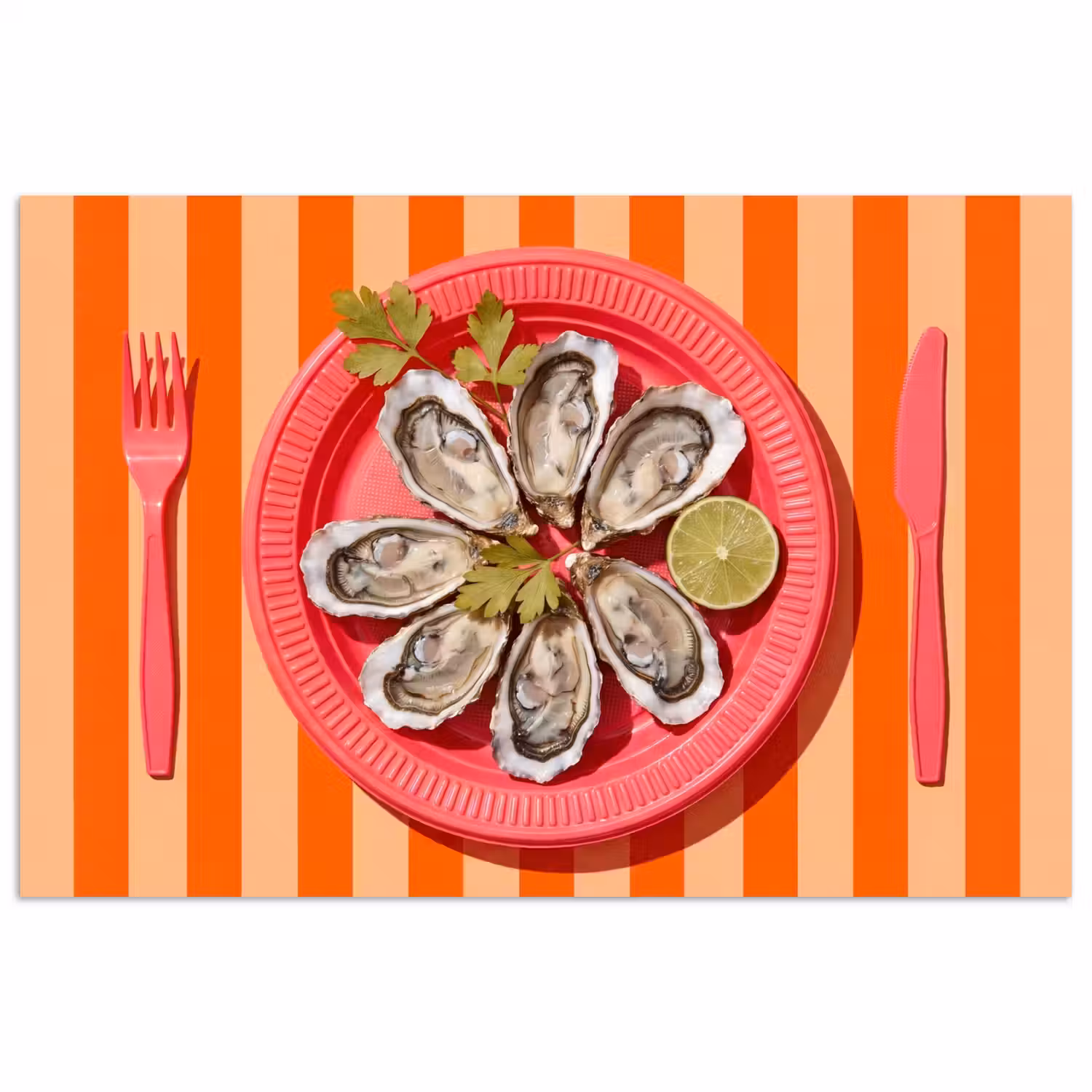 Eten - Oester - Zeevruchten - Oranje - Modern poster papier klein -3d