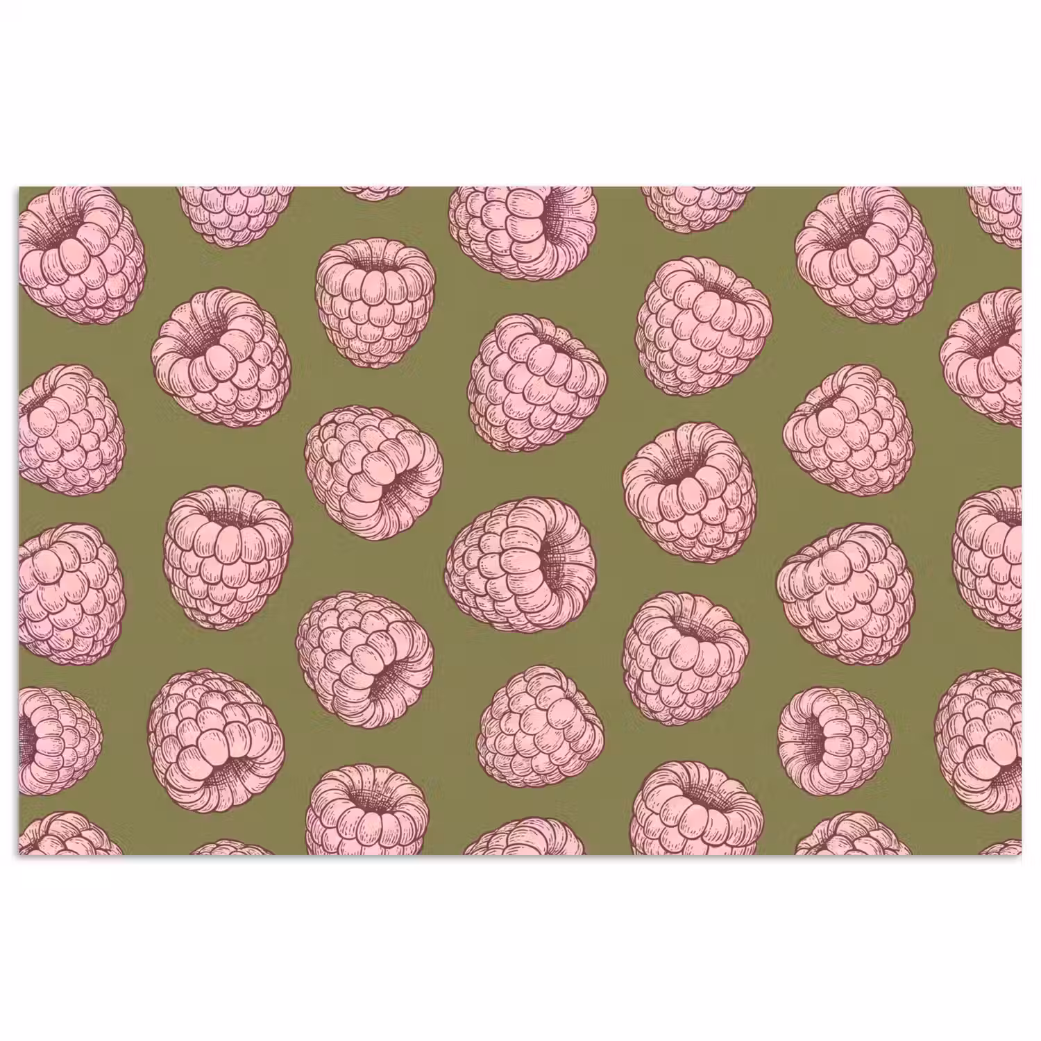 Eten - Patroon - Illustratie - Roze - Groen poster papier klein -3d