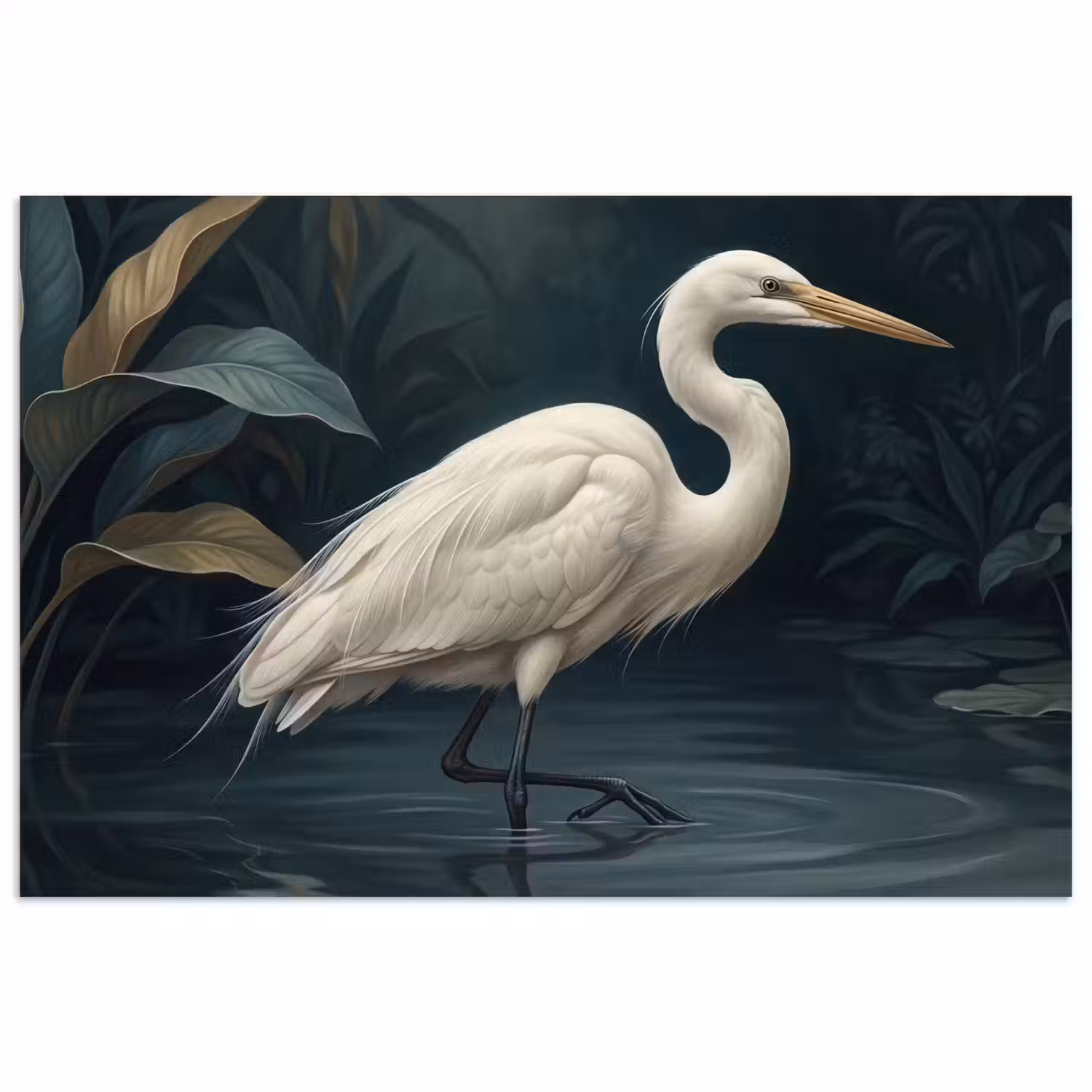 Reiger - Water - Natuur - Modern - Wit poster papier klein -3d
