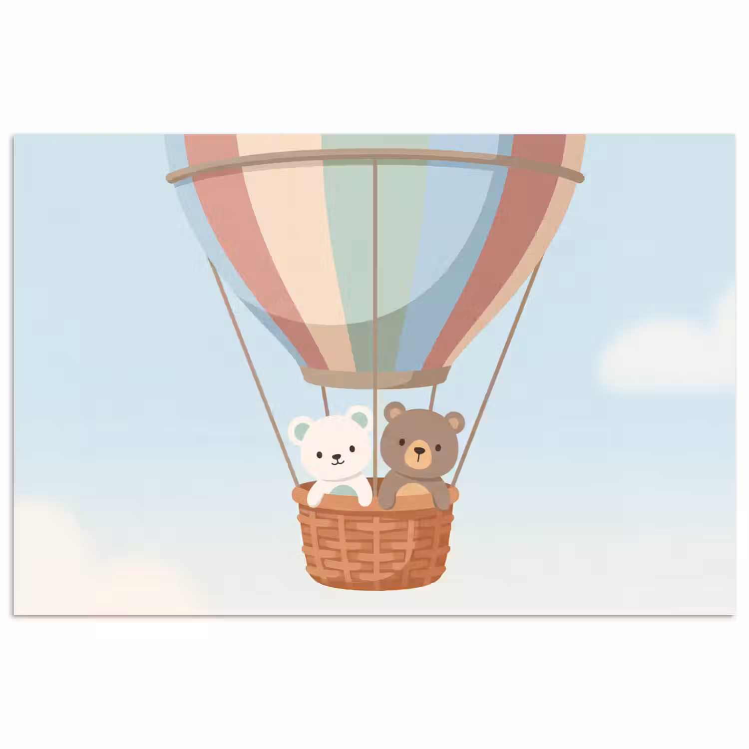 Luchtballon - Beren - Pastel poster papier klein -3d